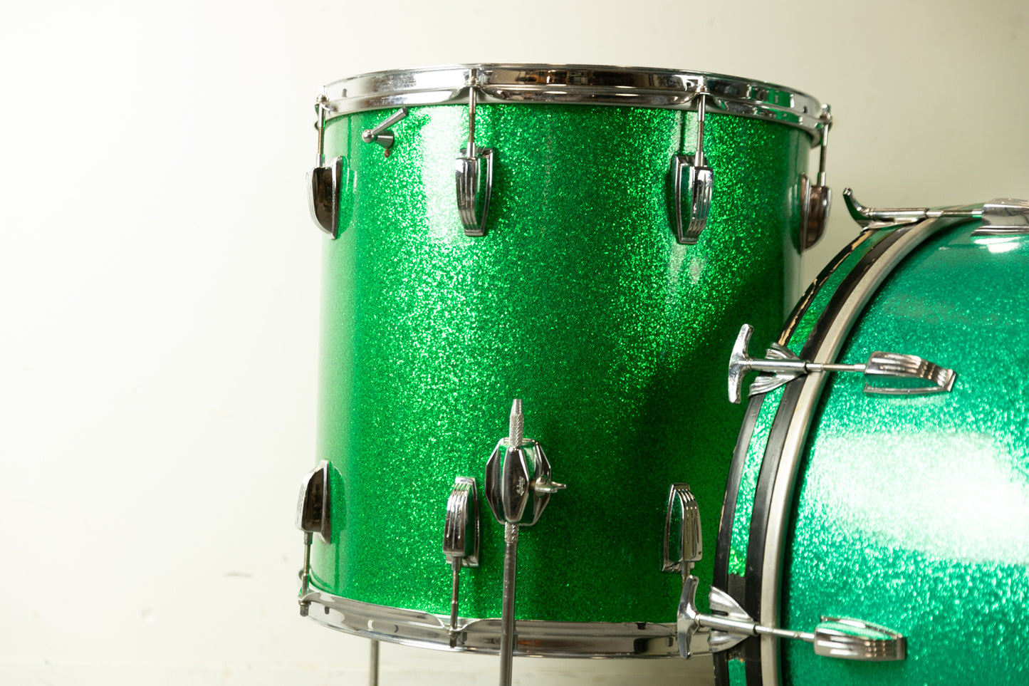 1960s Ludwig Pre-Serial Green Sparkle Super Classic Drum Set