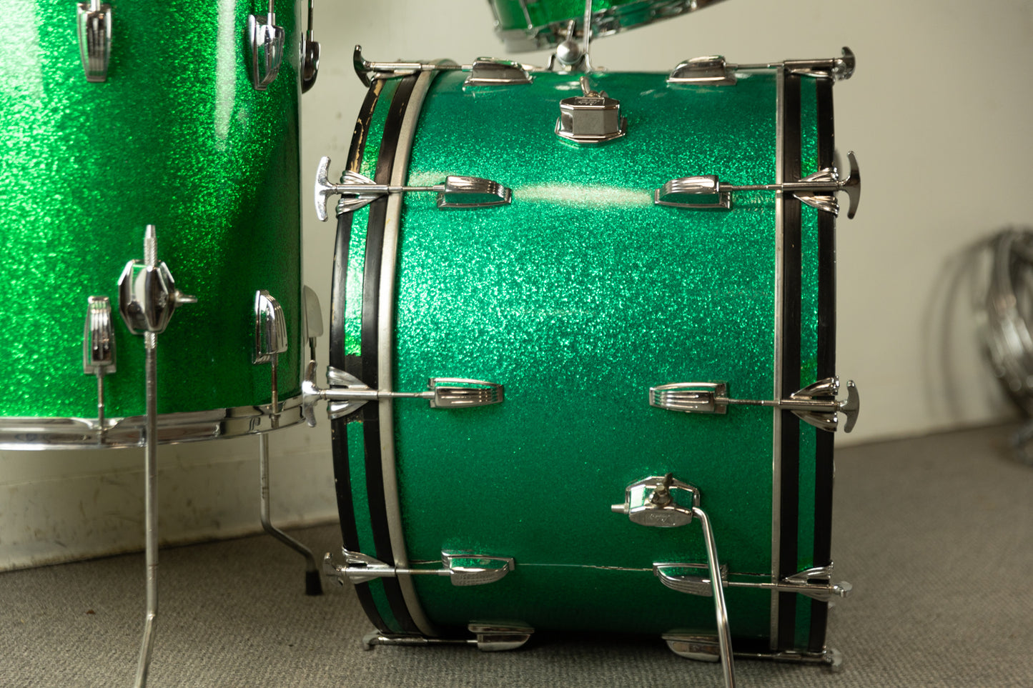 1960s Ludwig Pre-Serial Green Sparkle Super Classic Drum Set