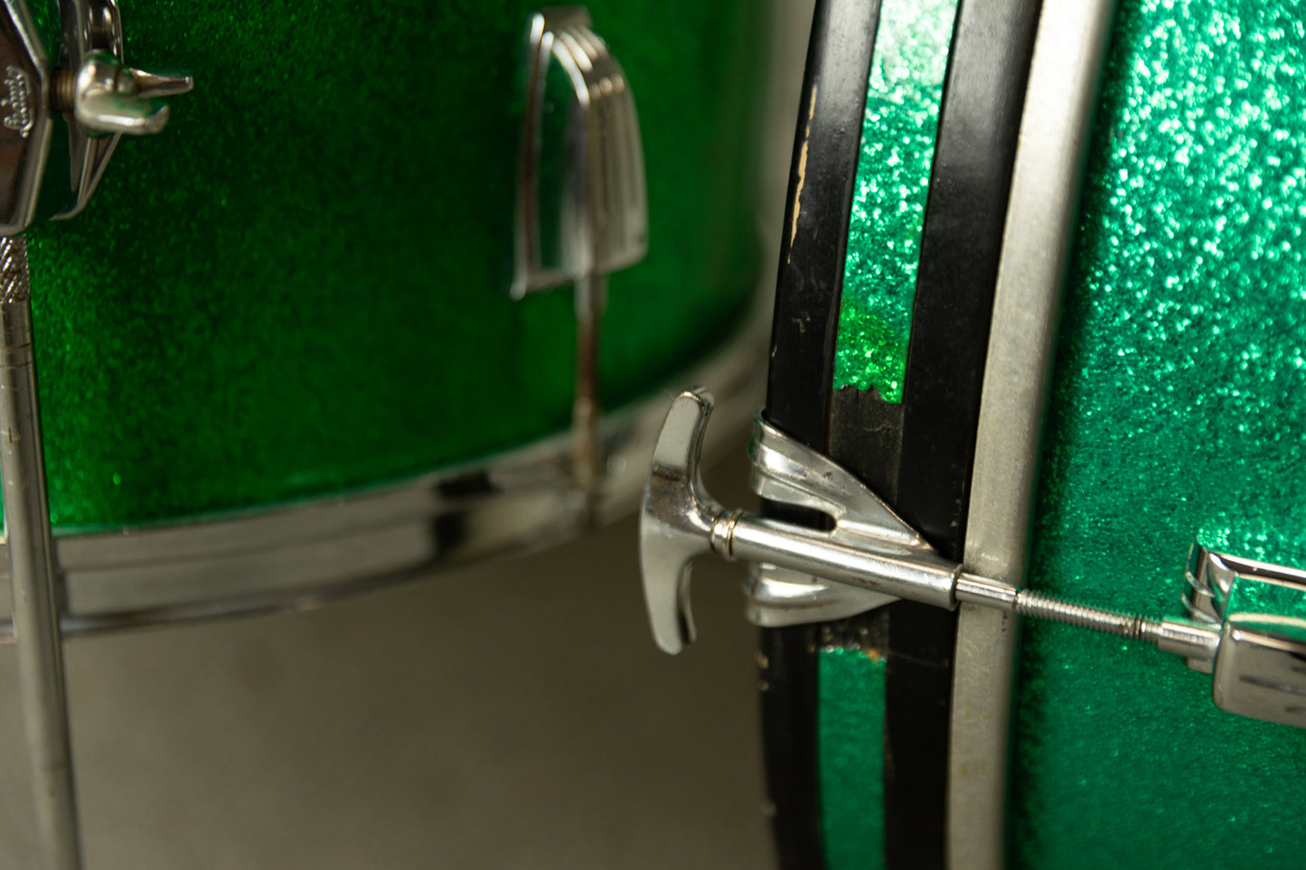 1960s Ludwig Pre-Serial Green Sparkle Super Classic Drum Set