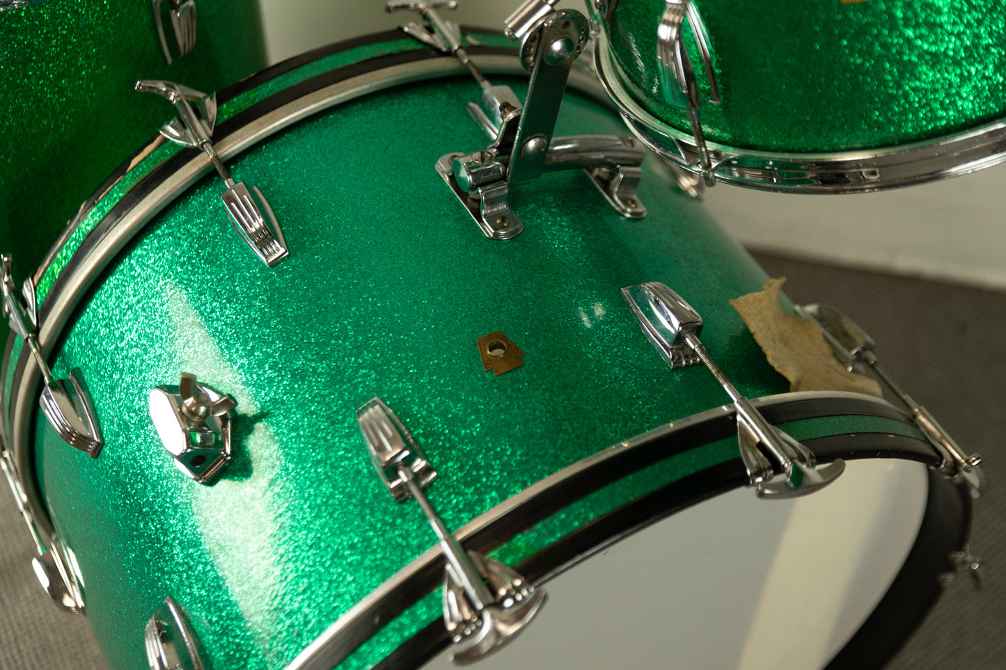 1960s Ludwig Pre-Serial Green Sparkle Super Classic Drum Set