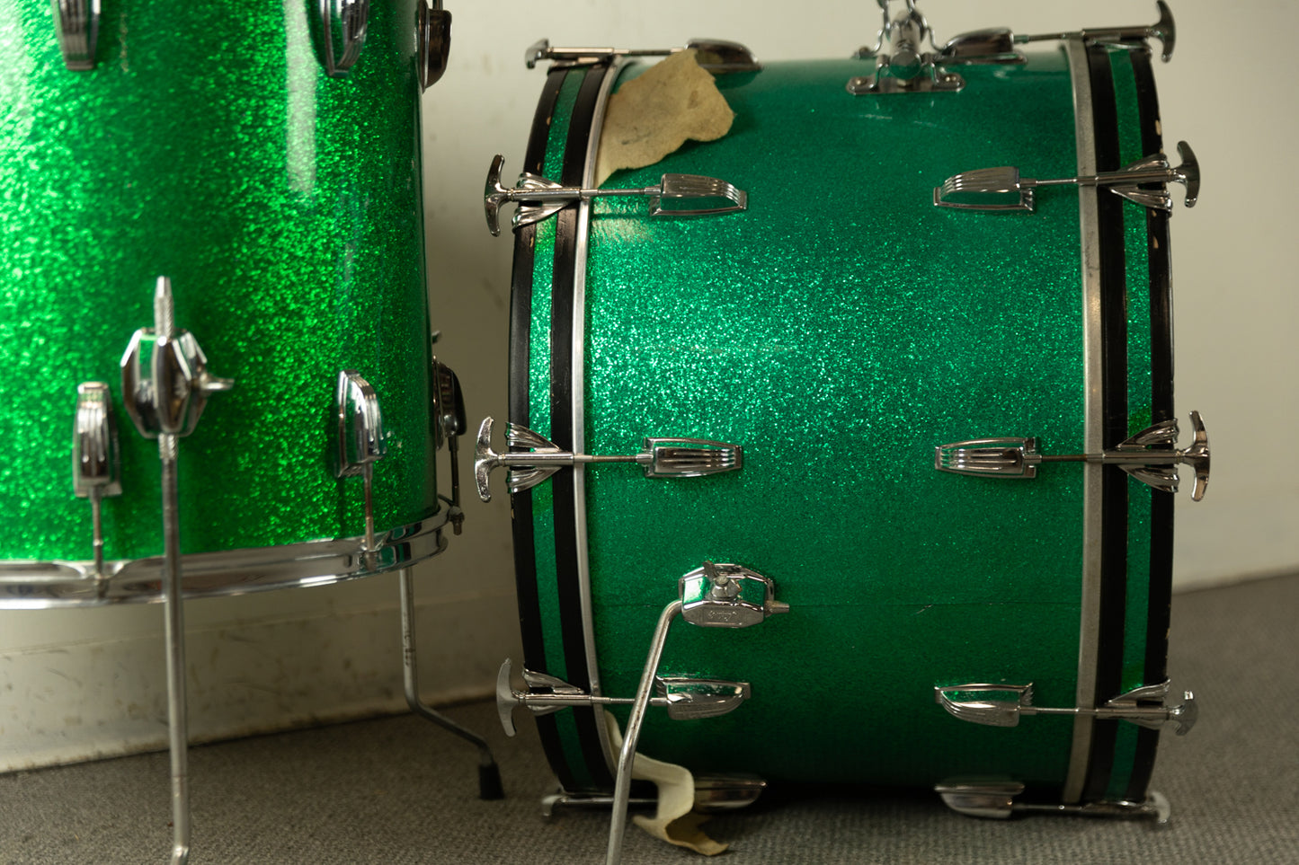 1960s Ludwig Pre-Serial Green Sparkle Super Classic Drum Set