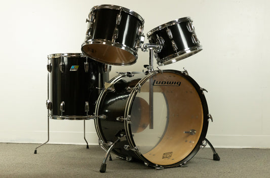 1970s Ludwig Big Beat Black Cortex Drum Set