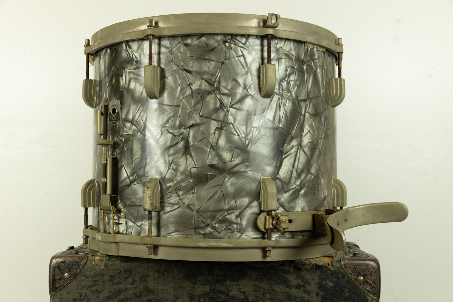 1940s Leedy 12x15 Black Diamond Pearl "Floating Head Street Drum"