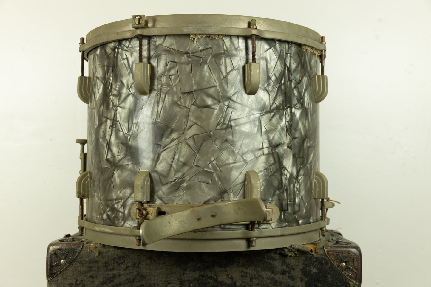 1940s Leedy 12x15 Black Diamond Pearl "Floating Head Street Drum"