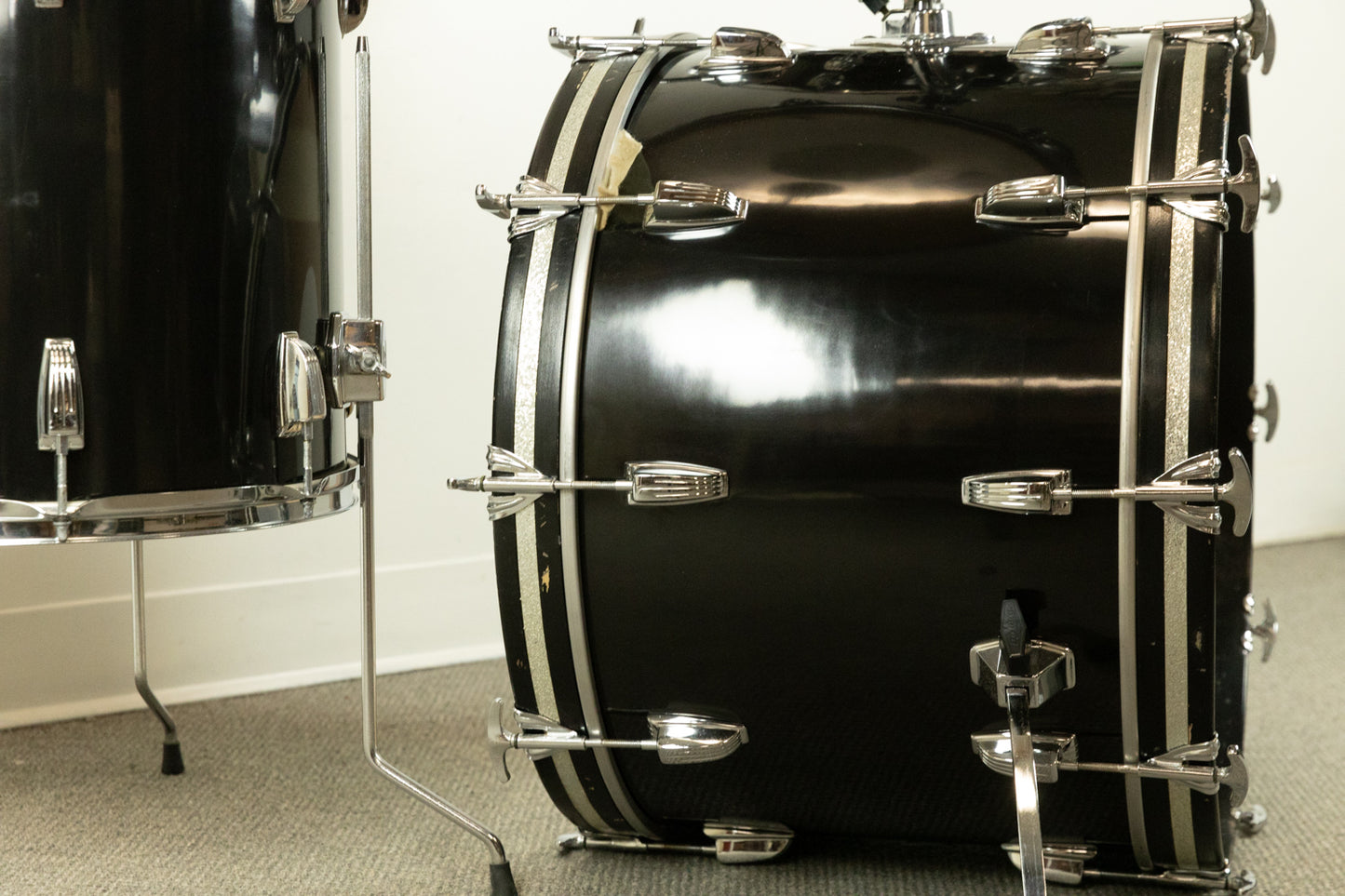 1970s Ludwig Big Beat Black Cortex Drum Set