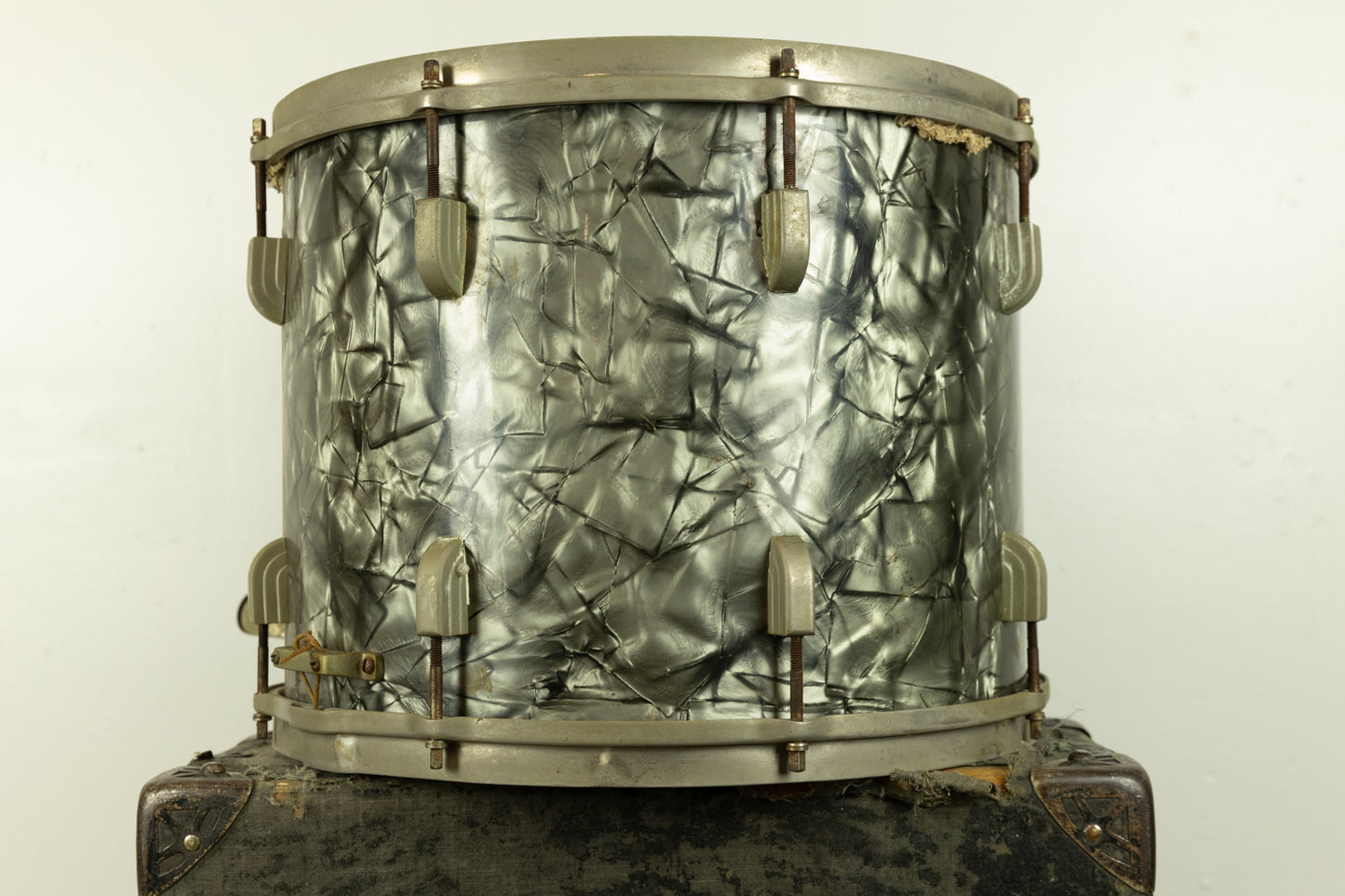 1940s Leedy 12x15 Black Diamond Pearl "Floating Head Street Drum"