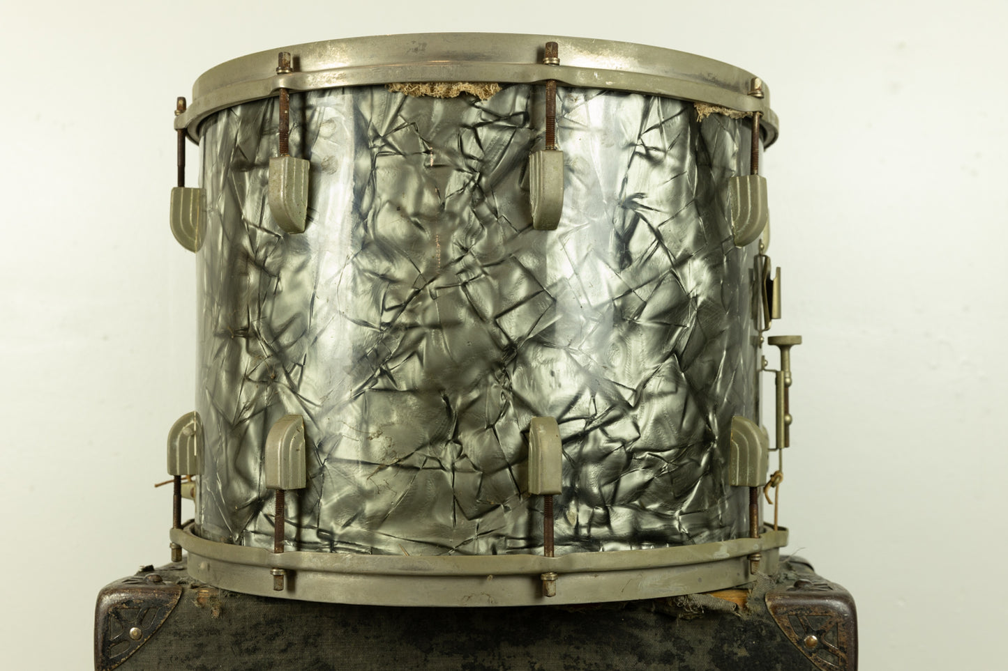 1940s Leedy 12x15 Black Diamond Pearl "Floating Head Street Drum"