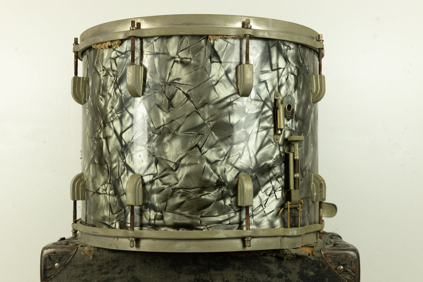 1940s Leedy 12x15 Black Diamond Pearl "Floating Head Street Drum"