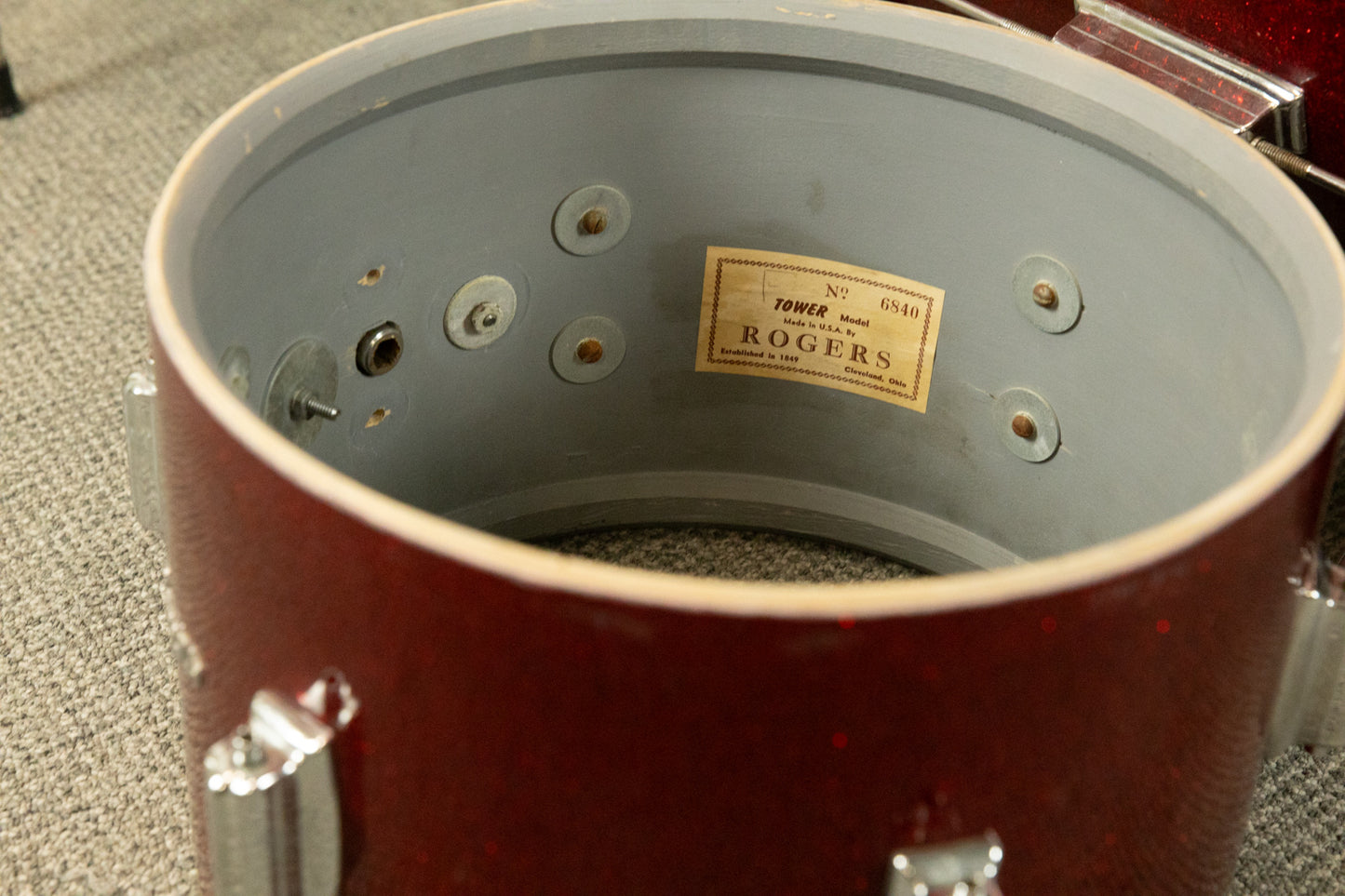 1960s Rogers Tower Sparkling Red Pearl Drum Set