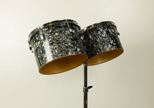 1970s Ludwig 12" and 13" Black Diamond Pearl Concert Toms