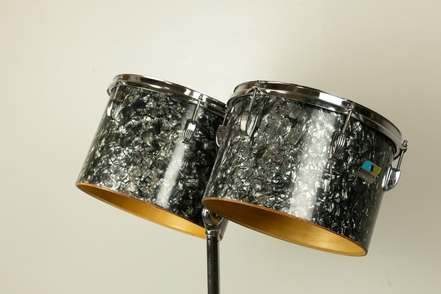 1970s Ludwig 12" and 13" Black Diamond Pearl Concert Toms