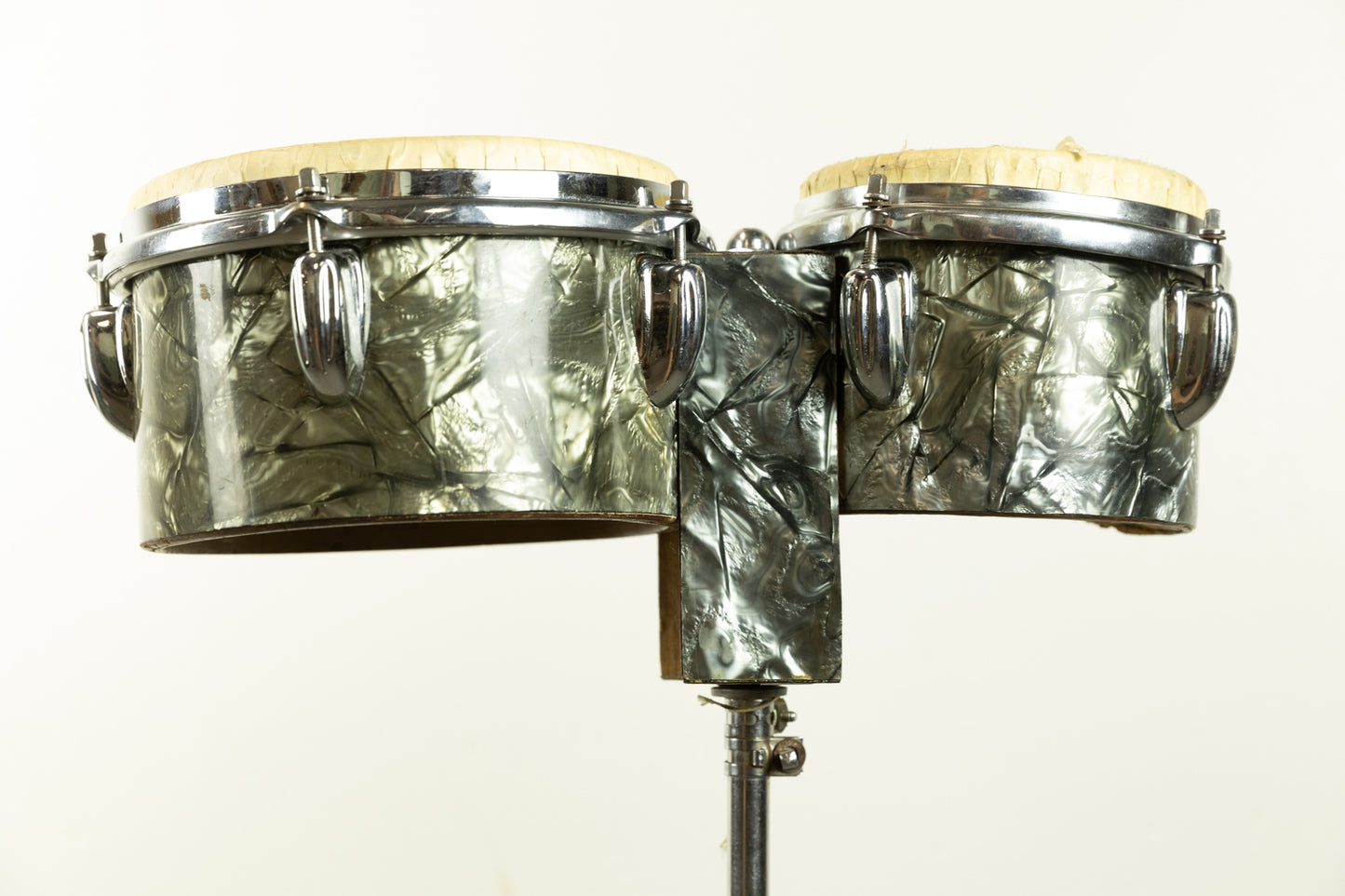 1960s Slingerland 6" and 8" Black Diamond Pearl Bongo Set