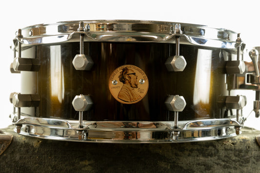 Honest Abe 5.5x14 Black & Gold Duco Brass Snare Drum