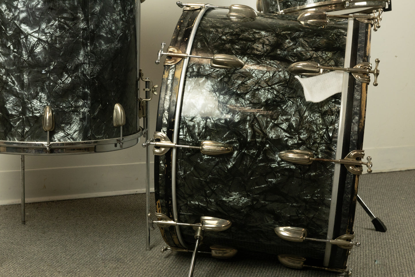 1950s Slingerland Gene Krupa Deluxe Black Diamond Pearl Drum Set