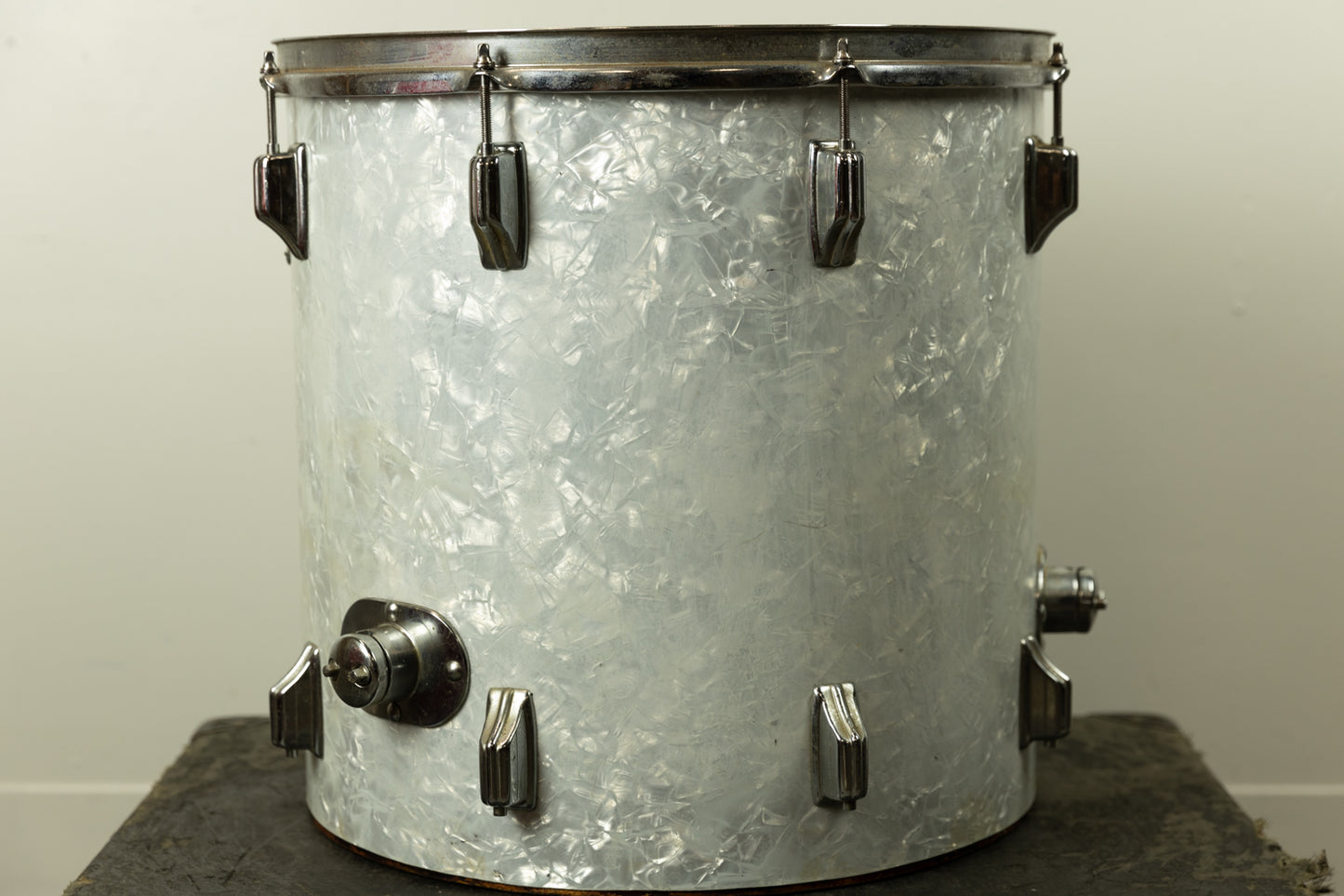 1970s Rogers 16x16 White Marine Pearl Floor Tom