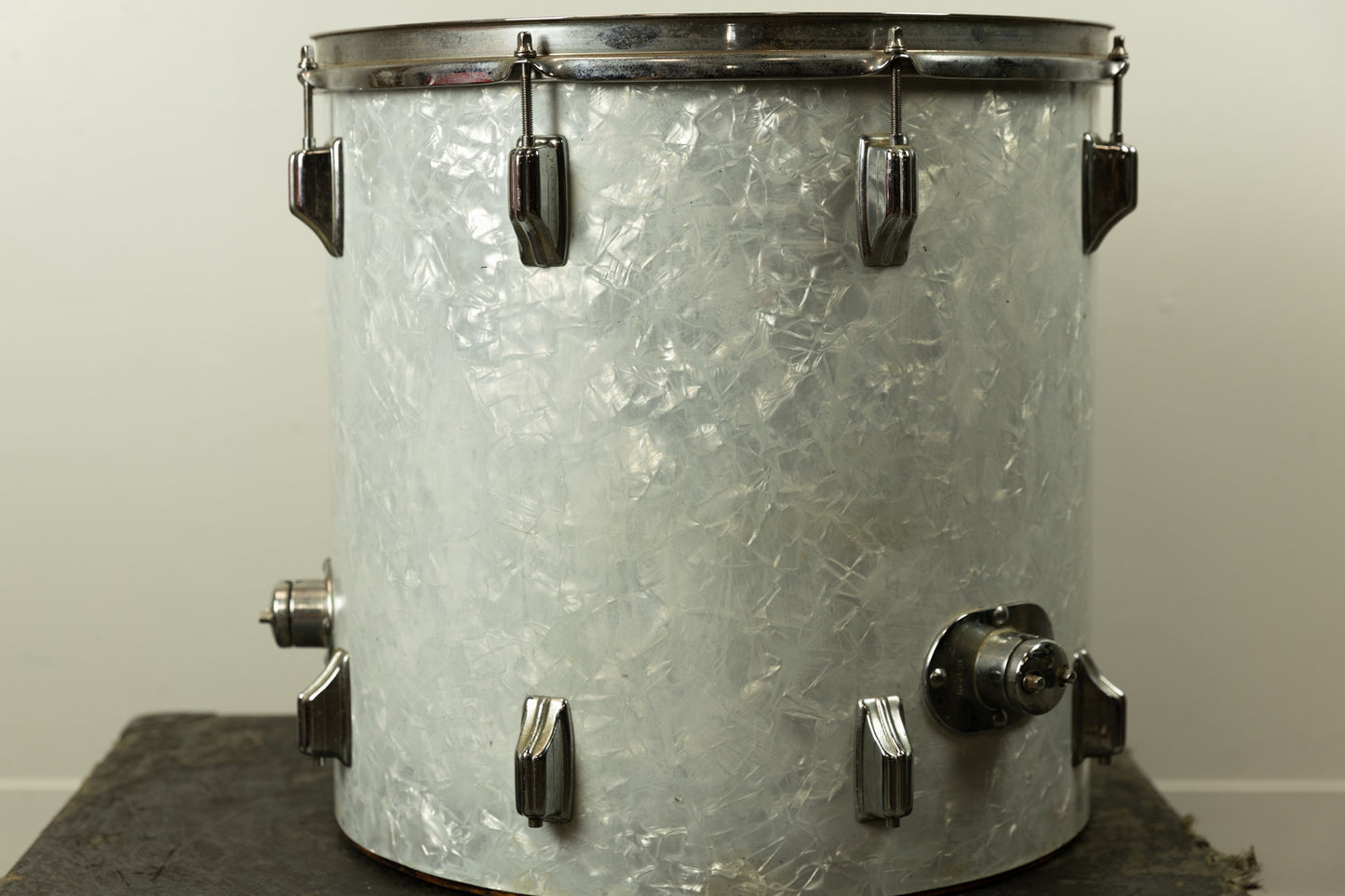 1970s Rogers 16x16 White Marine Pearl Floor Tom