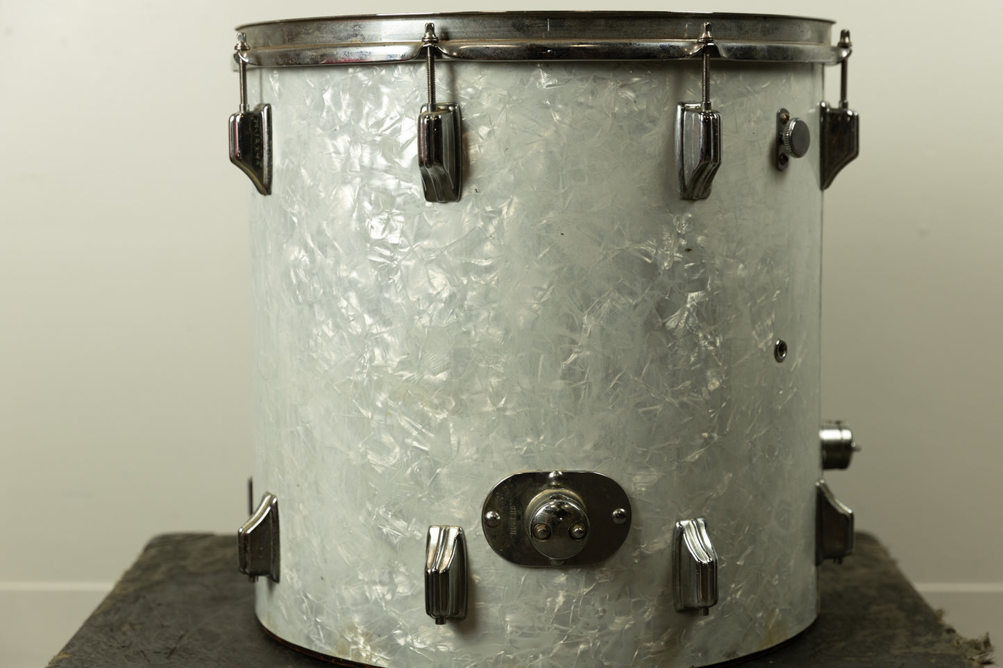 1970s Rogers 16x16 White Marine Pearl Floor Tom