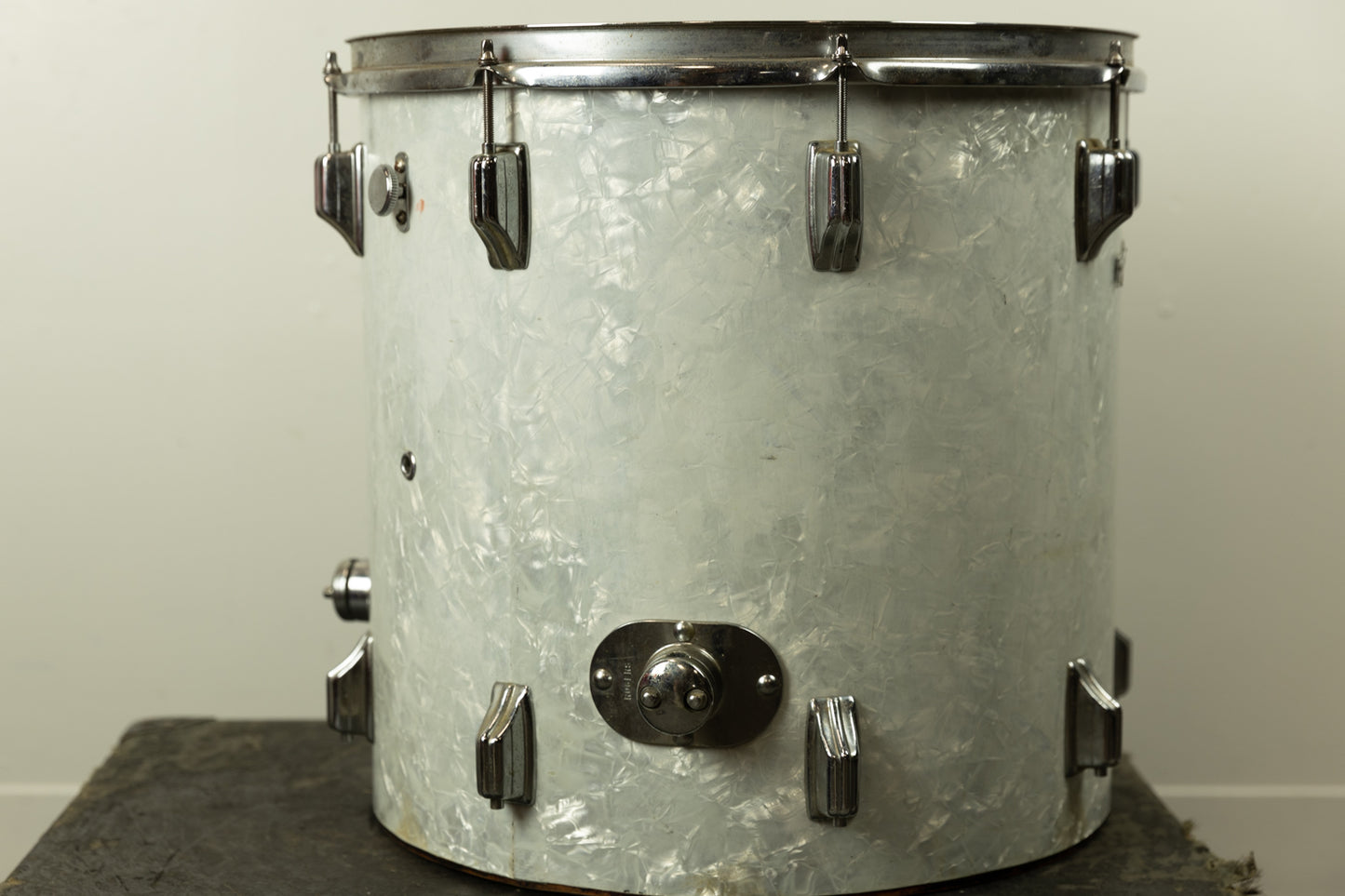 1970s Rogers 16x16 White Marine Pearl Floor Tom