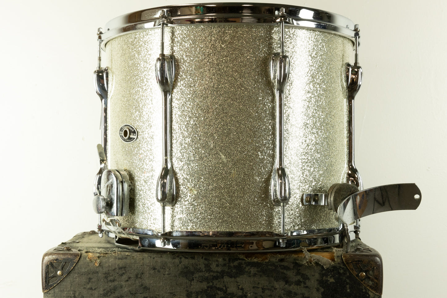 1970s Slingerland 12x15 Super-Tension Sparkling Silver Pearl Snare Drum