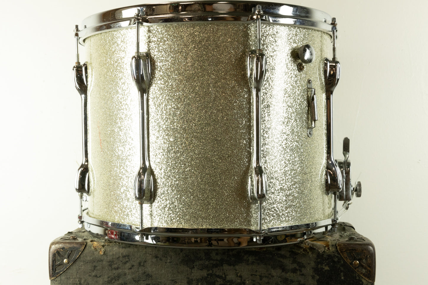 1970s Slingerland 12x15 Super-Tension Sparkling Silver Pearl Snare Drum