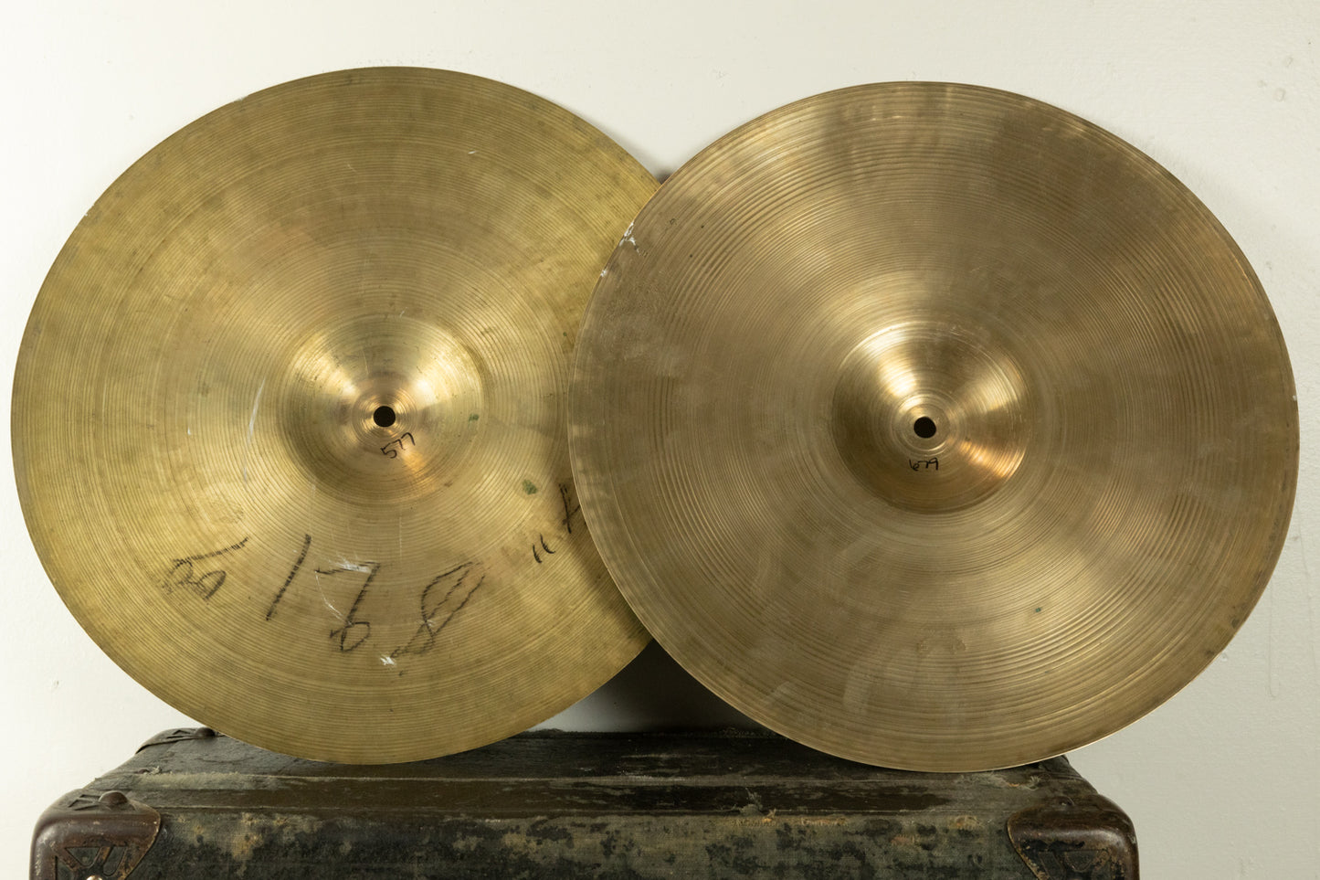 Vintage Zildjian A 14" Transition Stamp Paper Thin Hi Hat Cymbals 577g 679g