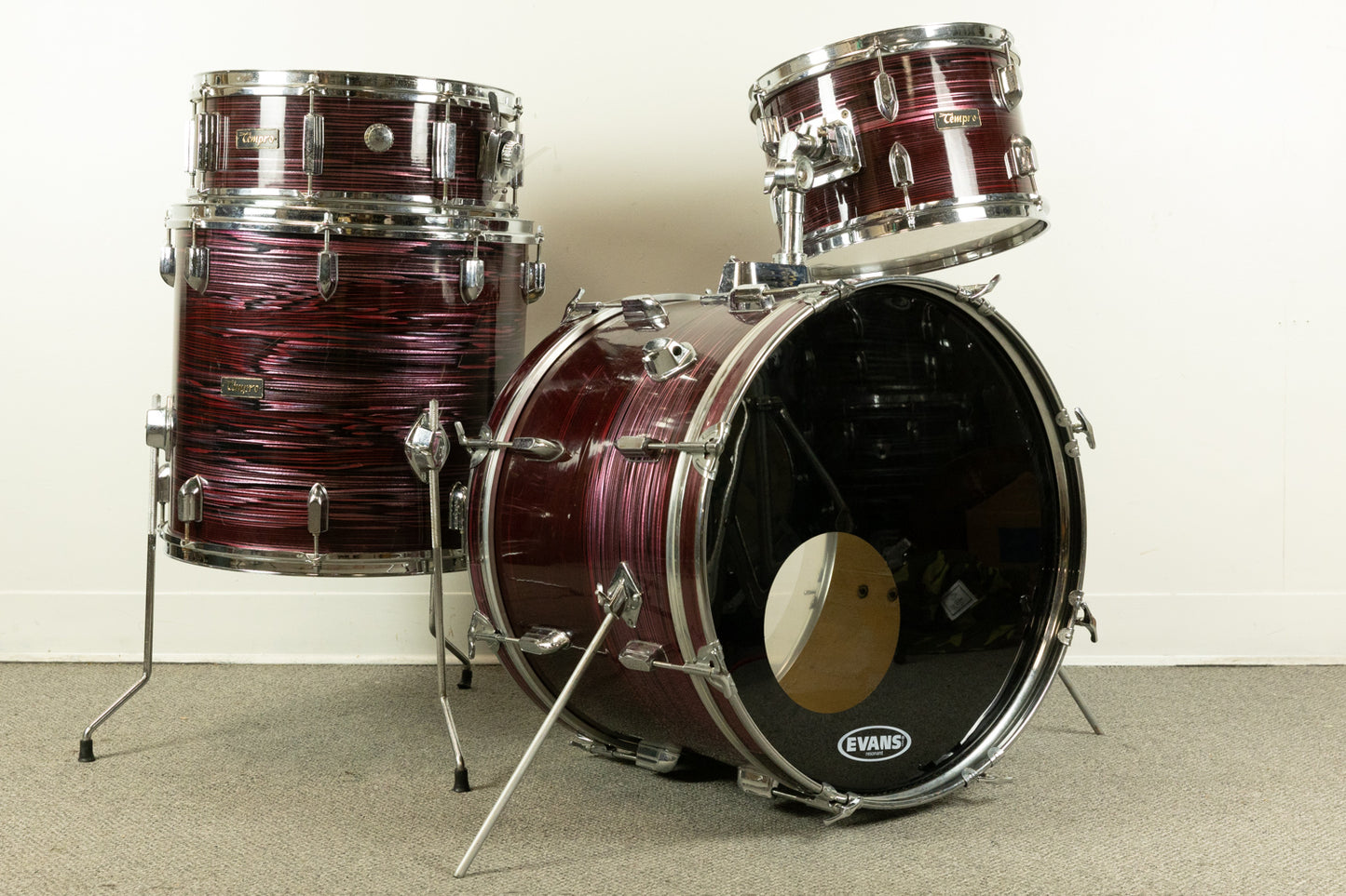 Vintage Tempro Red Strata Drum Set