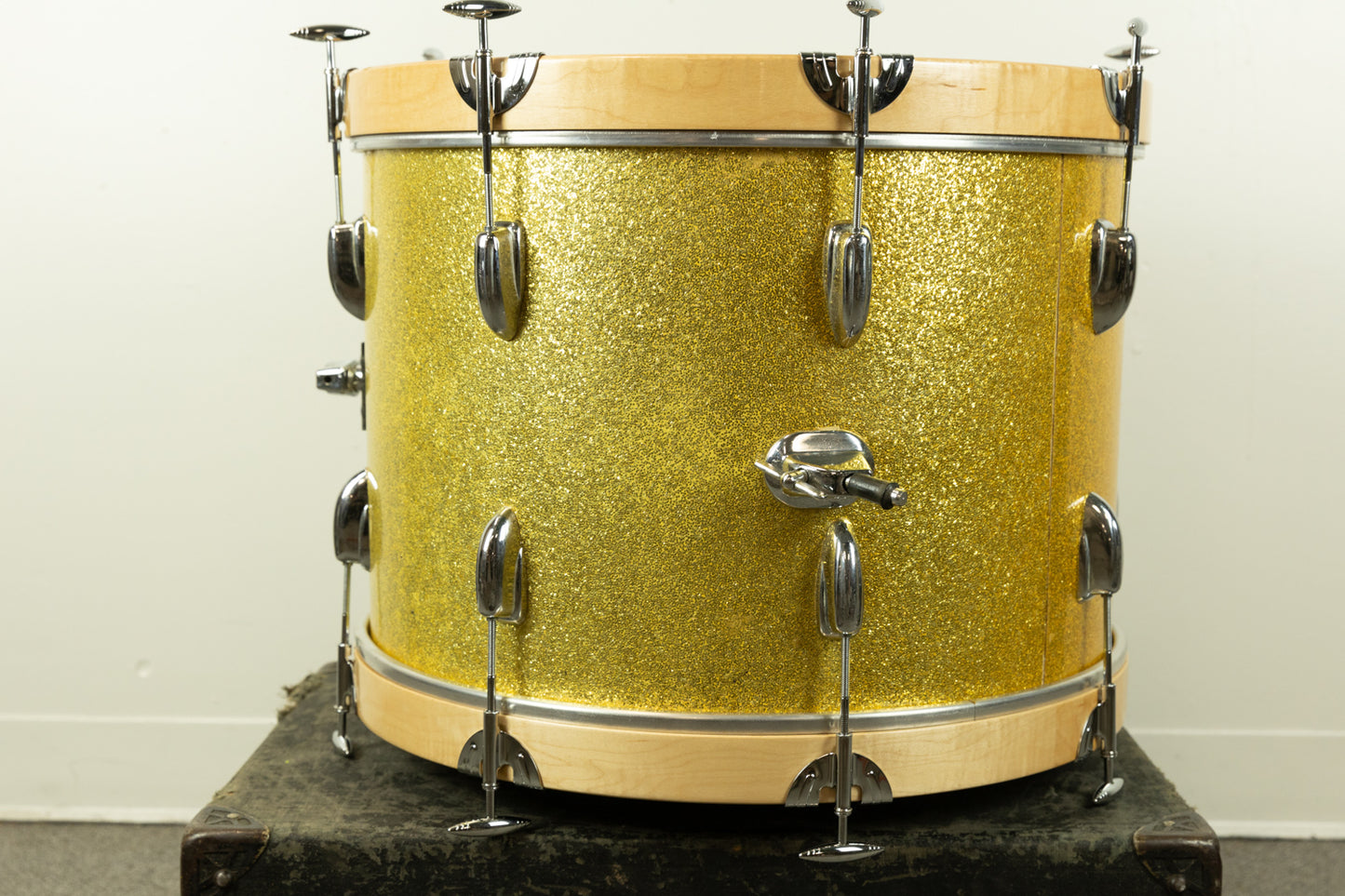 1960s Slingerland 14x20 Sparkling Gold Pearl Bass Drum