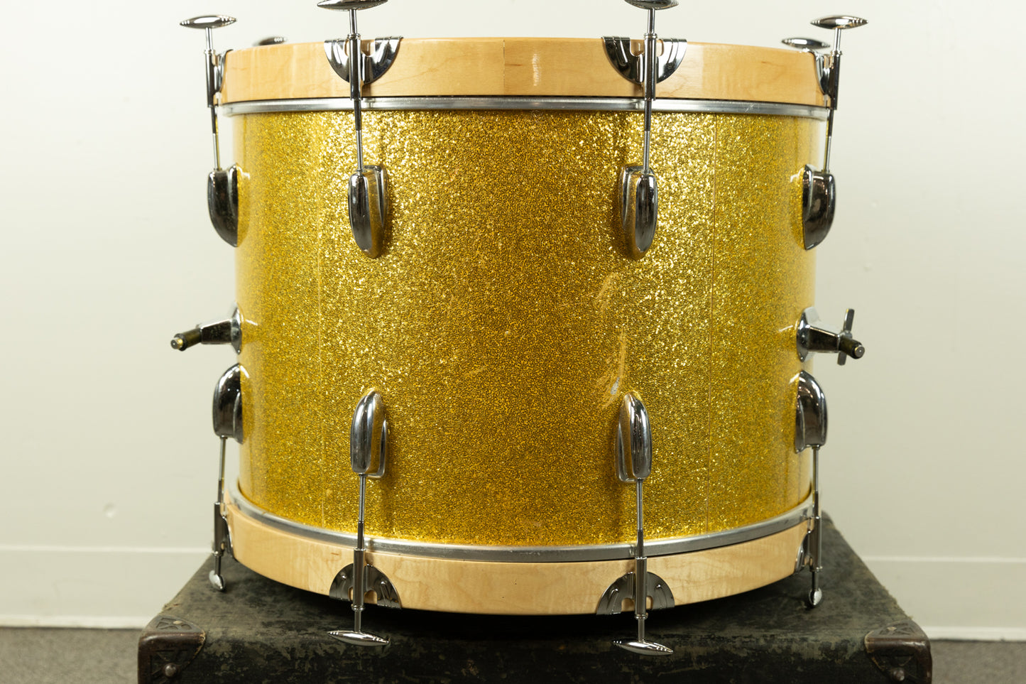 1960s Slingerland 14x20 Sparkling Gold Pearl Bass Drum