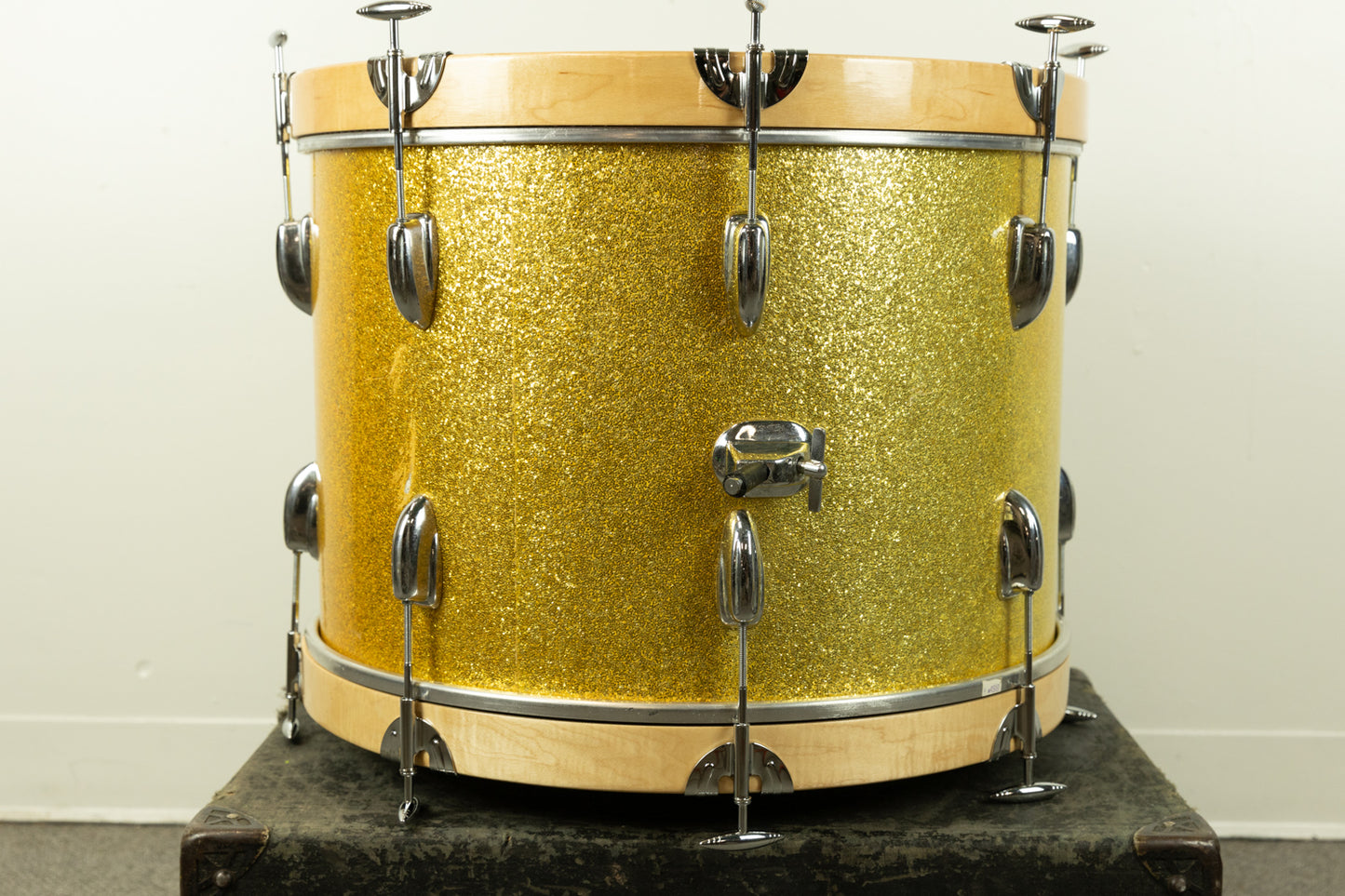 1960s Slingerland 14x20 Sparkling Gold Pearl Bass Drum