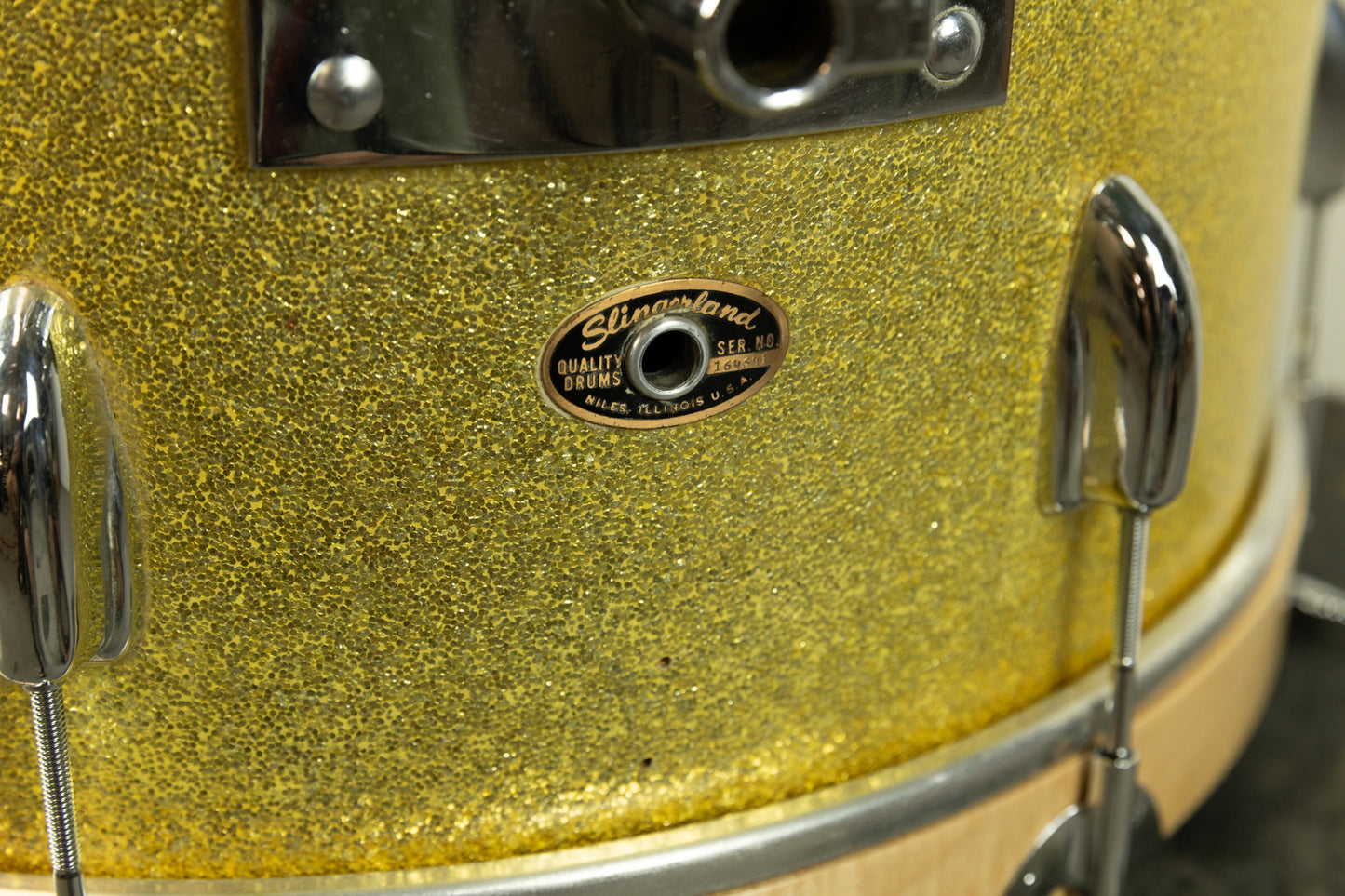 1960s Slingerland 14x20 Sparkling Gold Pearl Bass Drum