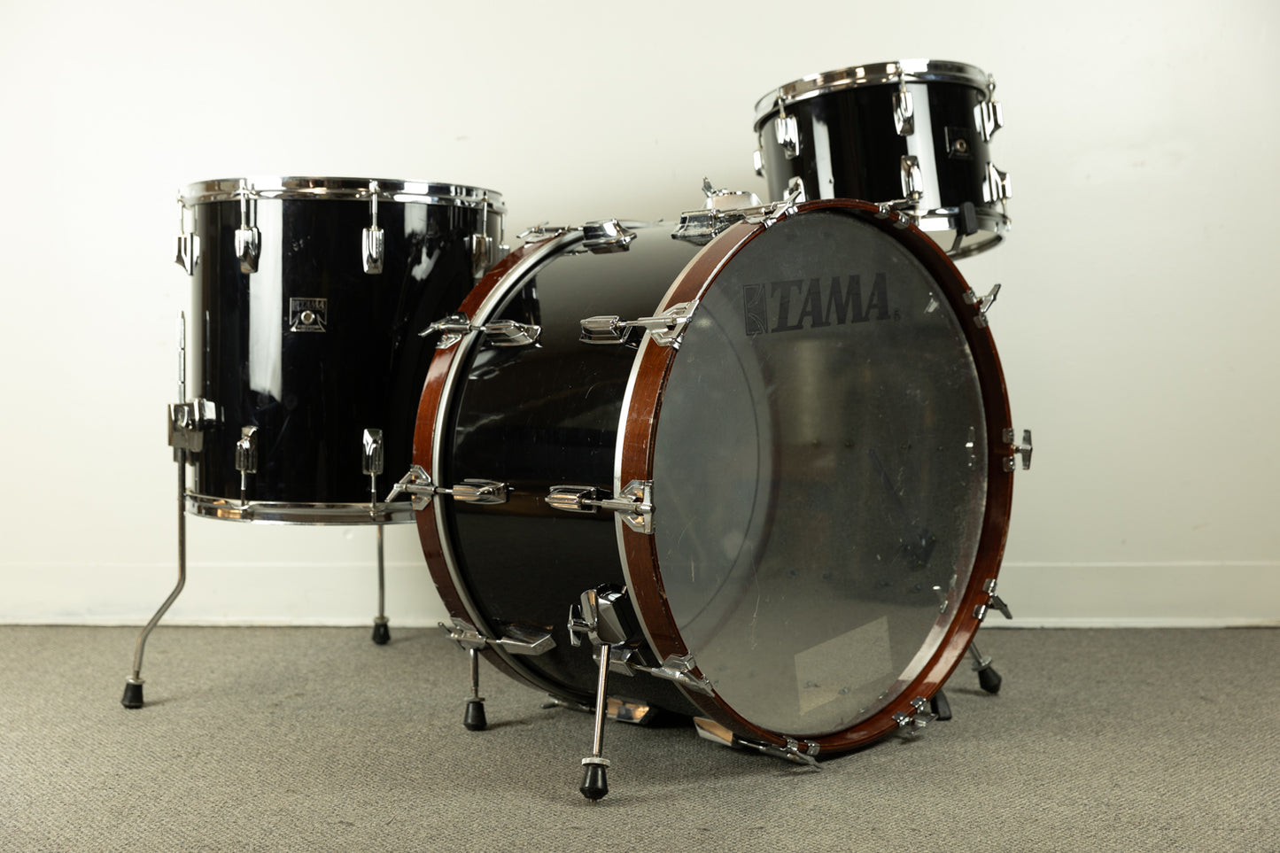 1970s Tama Imperialstar Jet Black 14x24 8x12 and 16x16 Drum Set