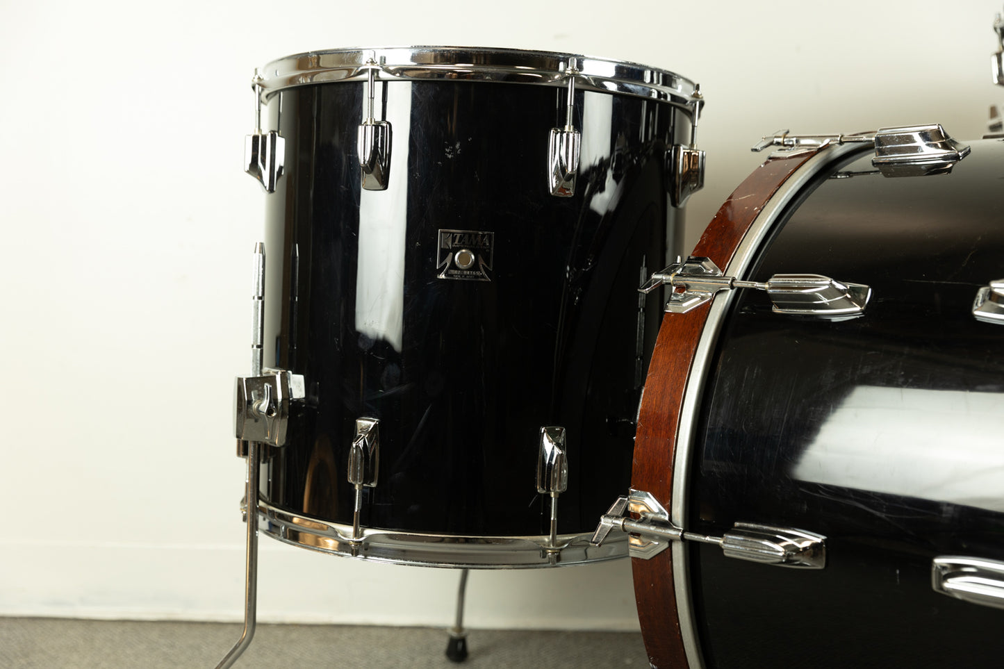 1970s Tama Imperialstar Jet Black 14x24 8x12 and 16x16 Drum Set