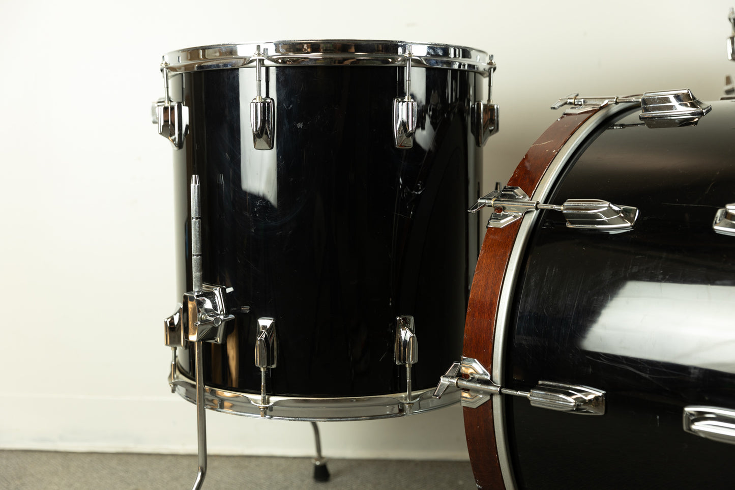 1970s Tama Imperialstar Jet Black 14x24 8x12 and 16x16 Drum Set