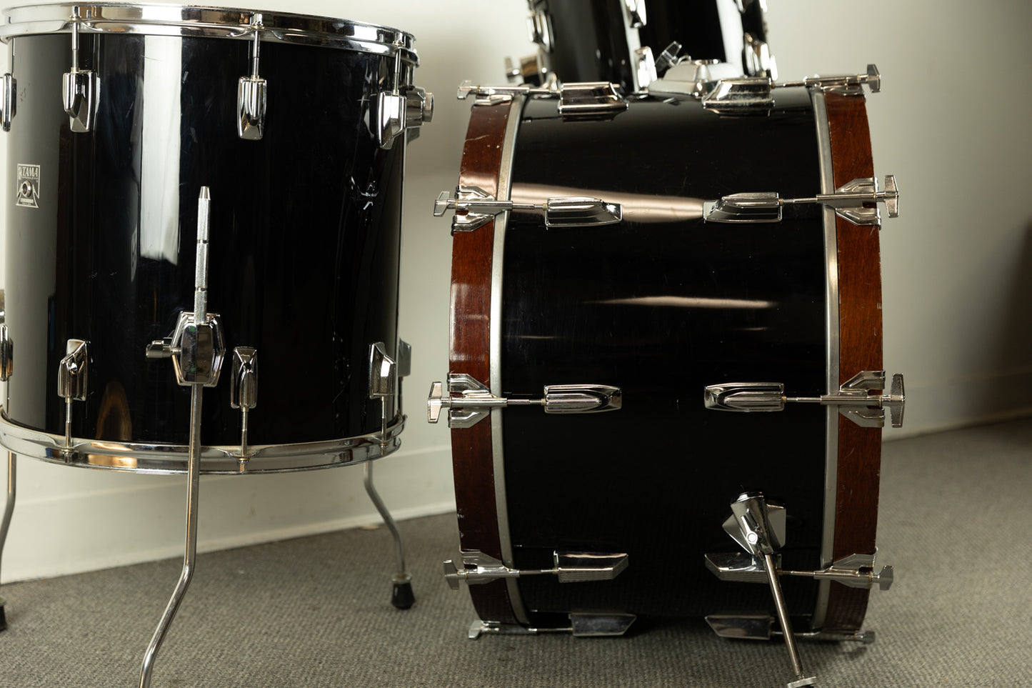 1970s Tama Imperialstar Jet Black 14x24 8x12 and 16x16 Drum Set