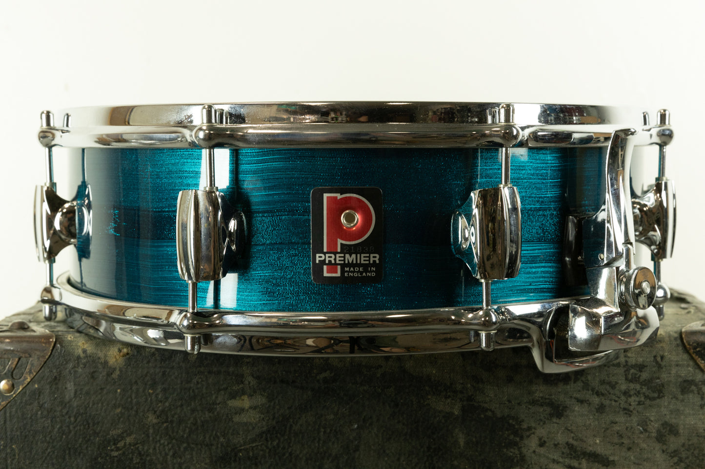 1970s Premier 4x14 Royal Ace Blue Shimmer Snare Drum