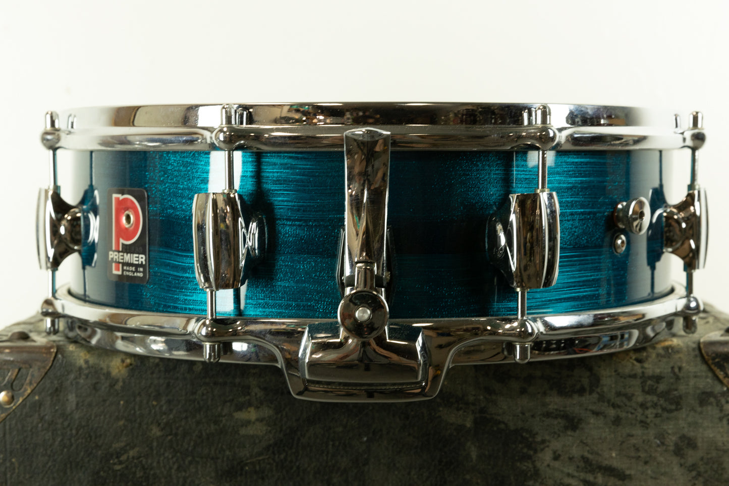 1970s Premier 4x14 Royal Ace Blue Shimmer Snare Drum