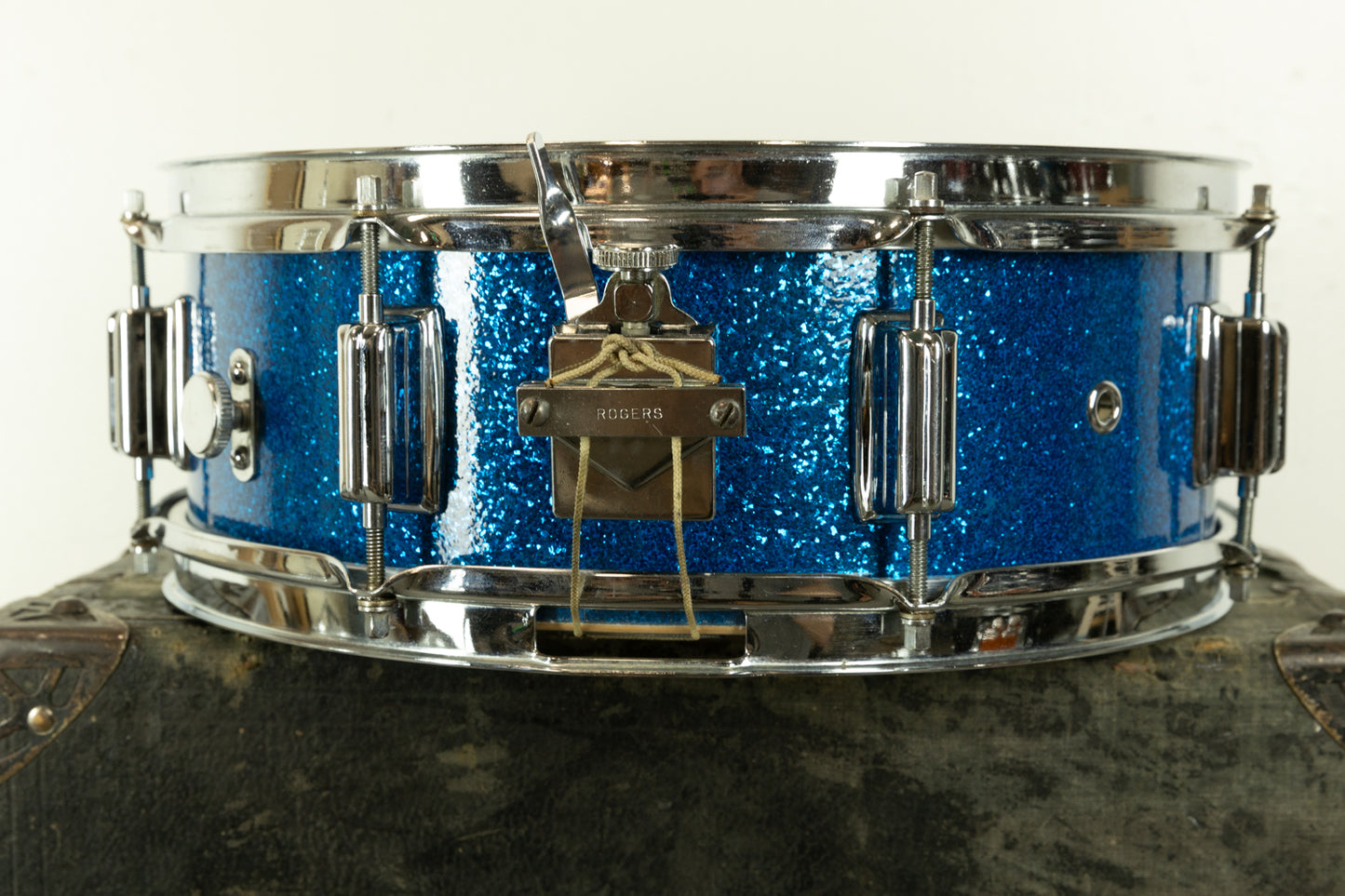 1960s Rogers 5x14 Tower Blue Sparkle Pearl Snare Drum