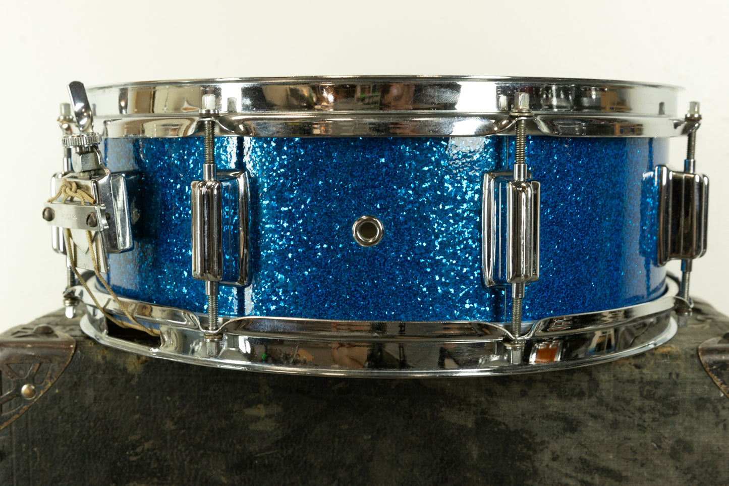 1960s Rogers 5x14 Tower Blue Sparkle Pearl Snare Drum