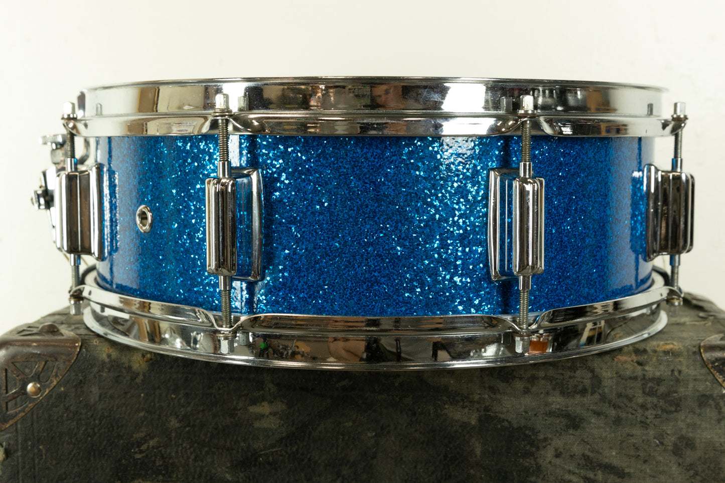 1960s Rogers 5x14 Tower Blue Sparkle Pearl Snare Drum