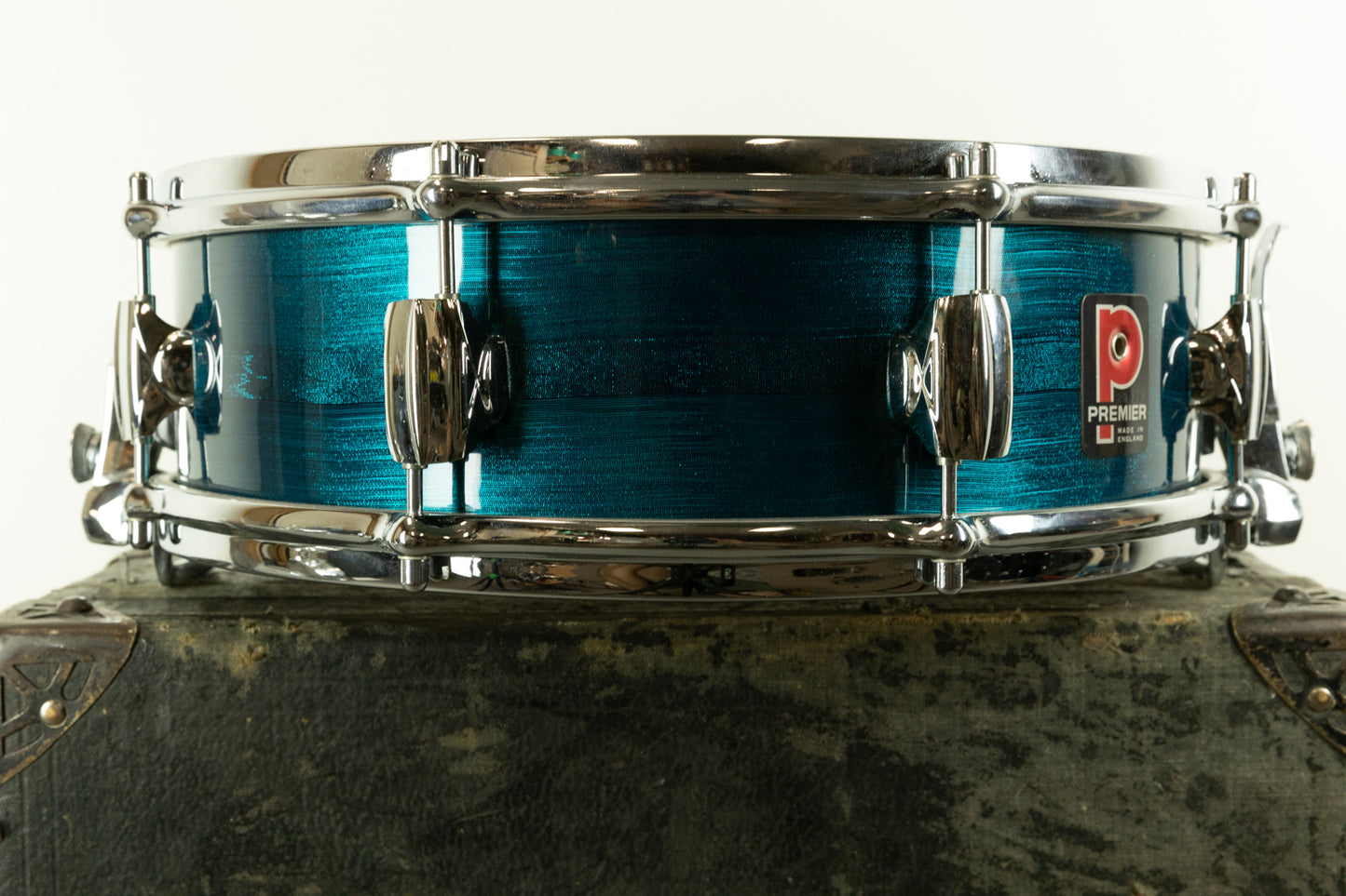 1970s Premier 4x14 Royal Ace Blue Shimmer Snare Drum