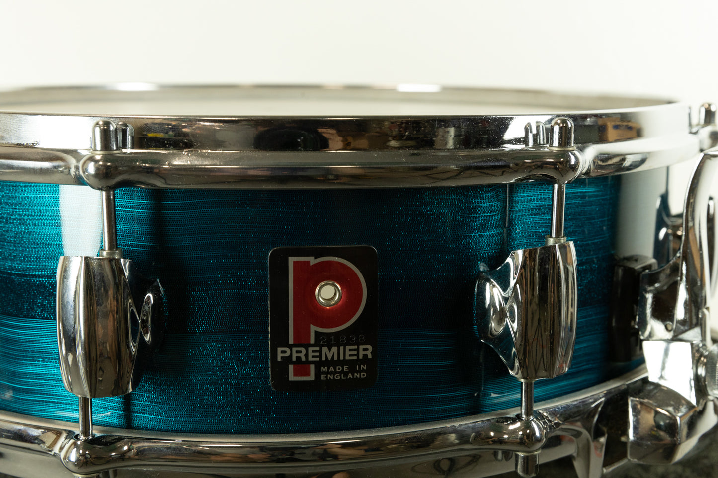 1970s Premier 4x14 Royal Ace Blue Shimmer Snare Drum