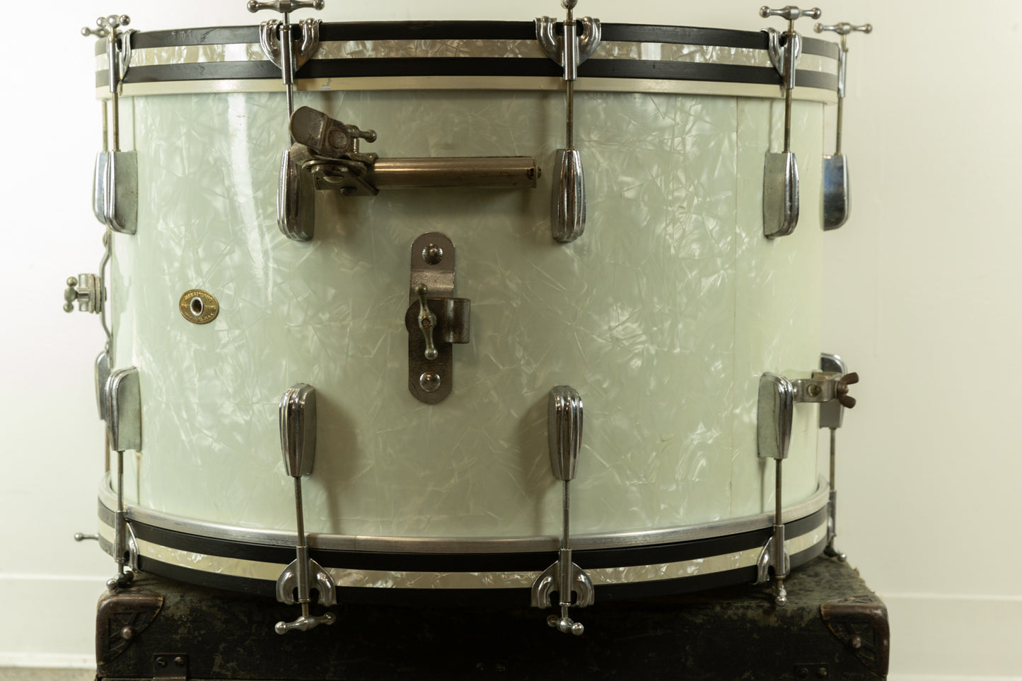 1950s Slingerland 14x24 Radio King White Marine Pearl Bass Drum