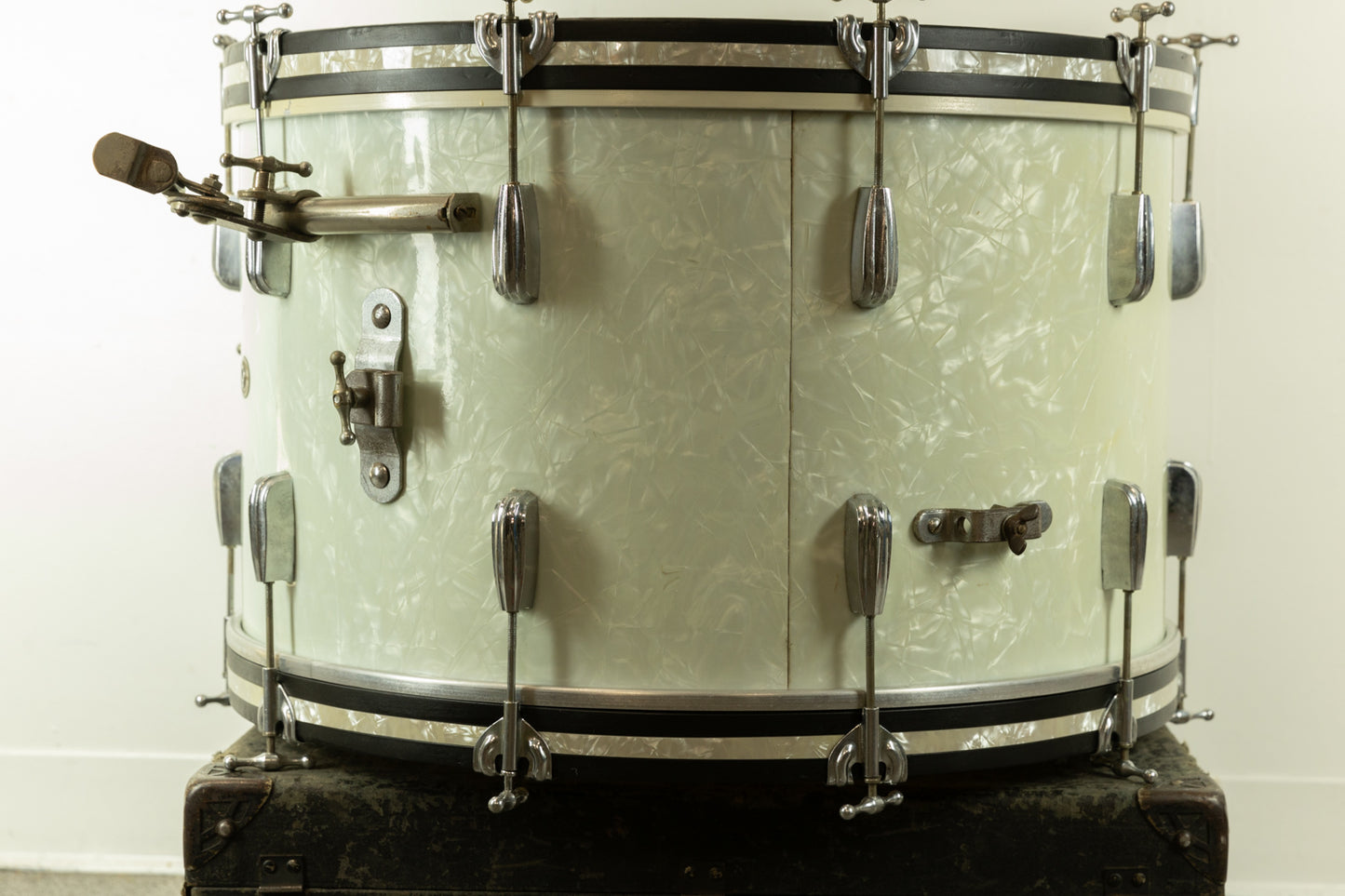 1950s Slingerland 14x24 Radio King White Marine Pearl Bass Drum