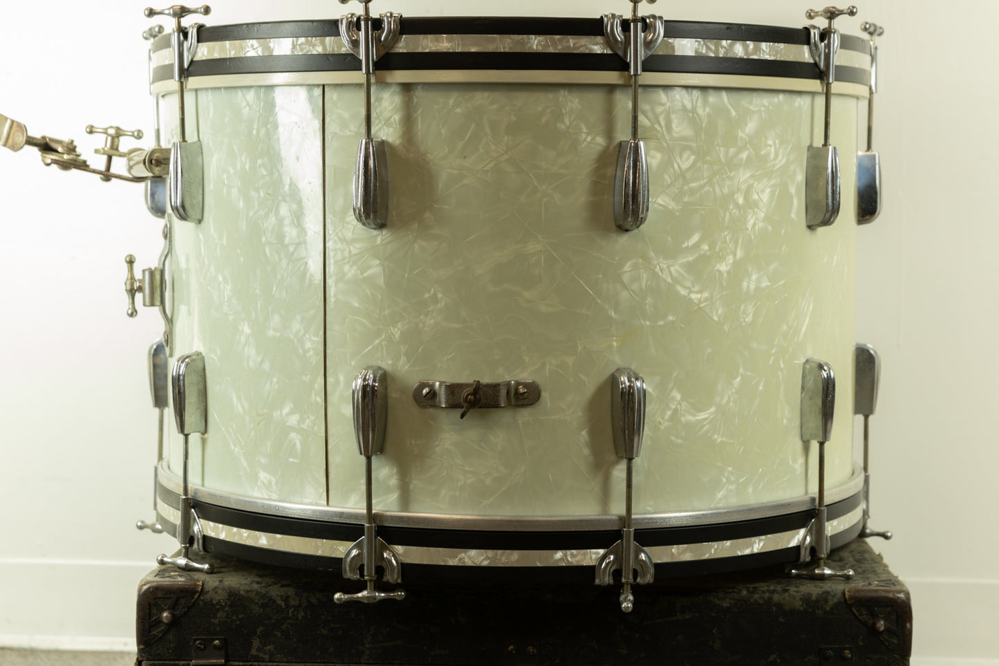 1950s Slingerland 14x24 Radio King White Marine Pearl Bass Drum