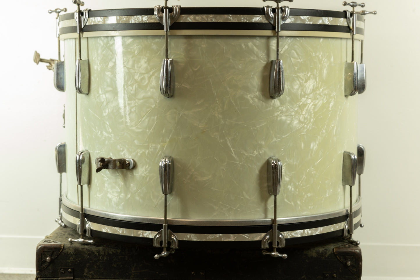 1950s Slingerland 14x24 Radio King White Marine Pearl Bass Drum