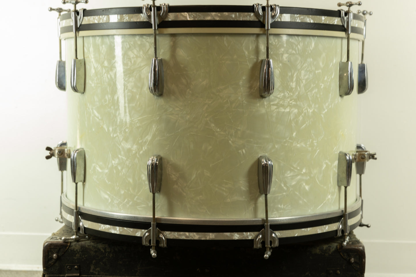 1950s Slingerland 14x24 Radio King White Marine Pearl Bass Drum