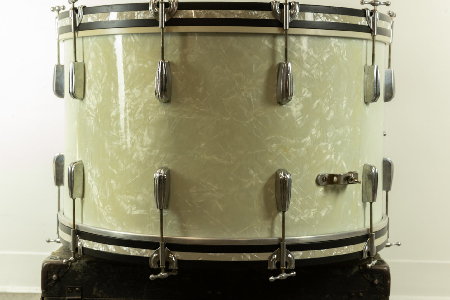 1950s Slingerland 14x24 Radio King White Marine Pearl Bass Drum