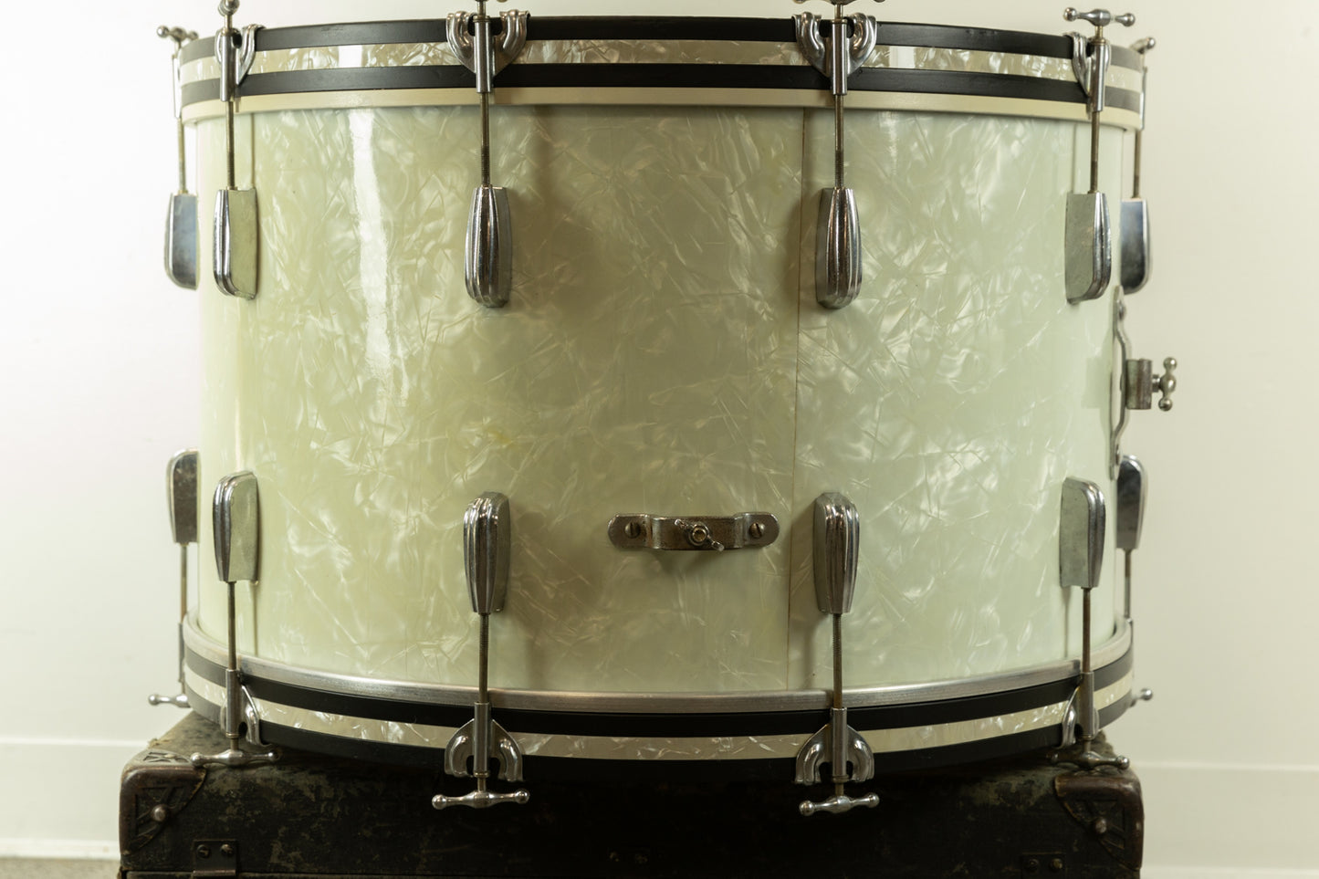 1950s Slingerland 14x24 Radio King White Marine Pearl Bass Drum