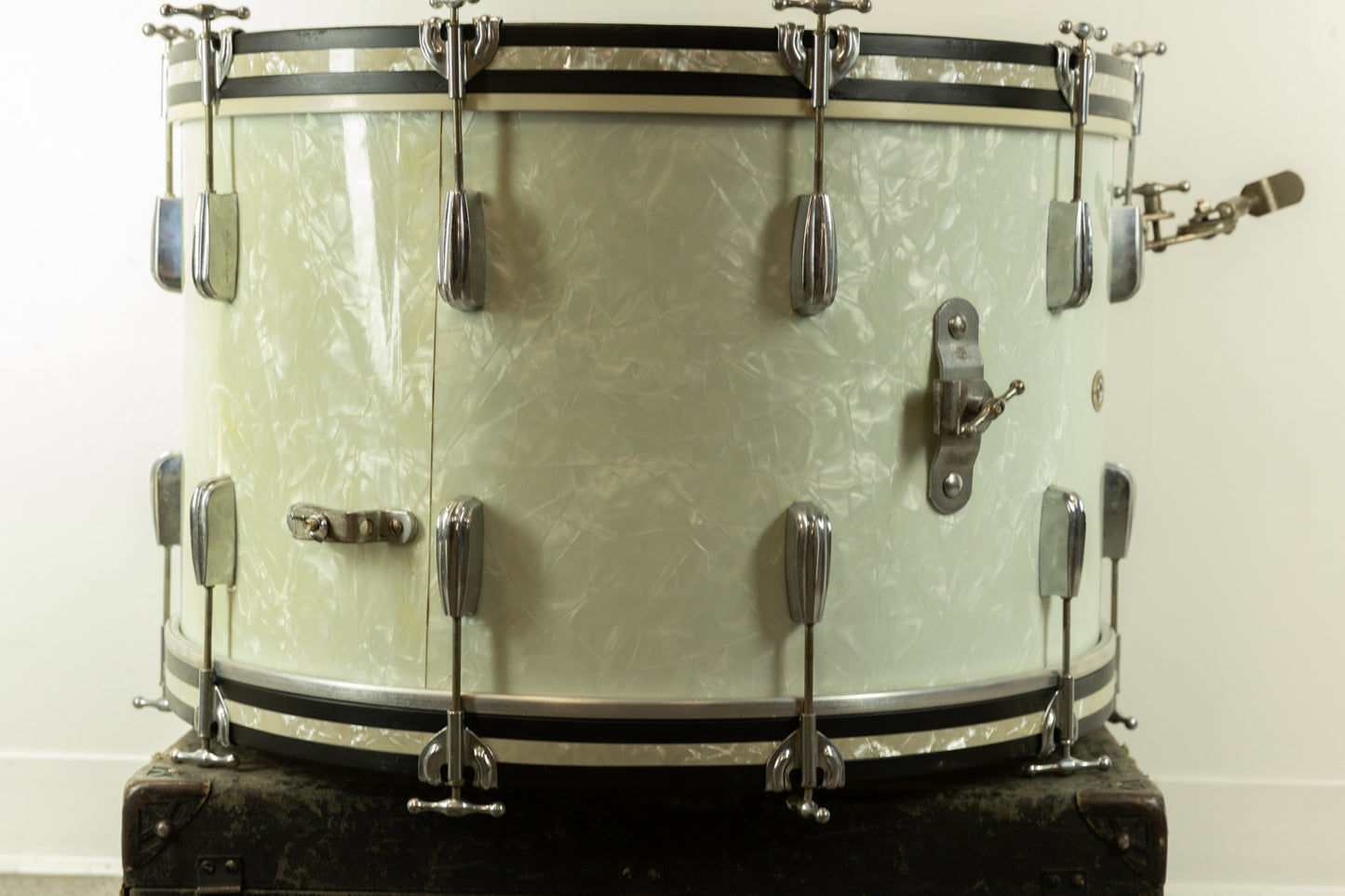 1950s Slingerland 14x24 Radio King White Marine Pearl Bass Drum