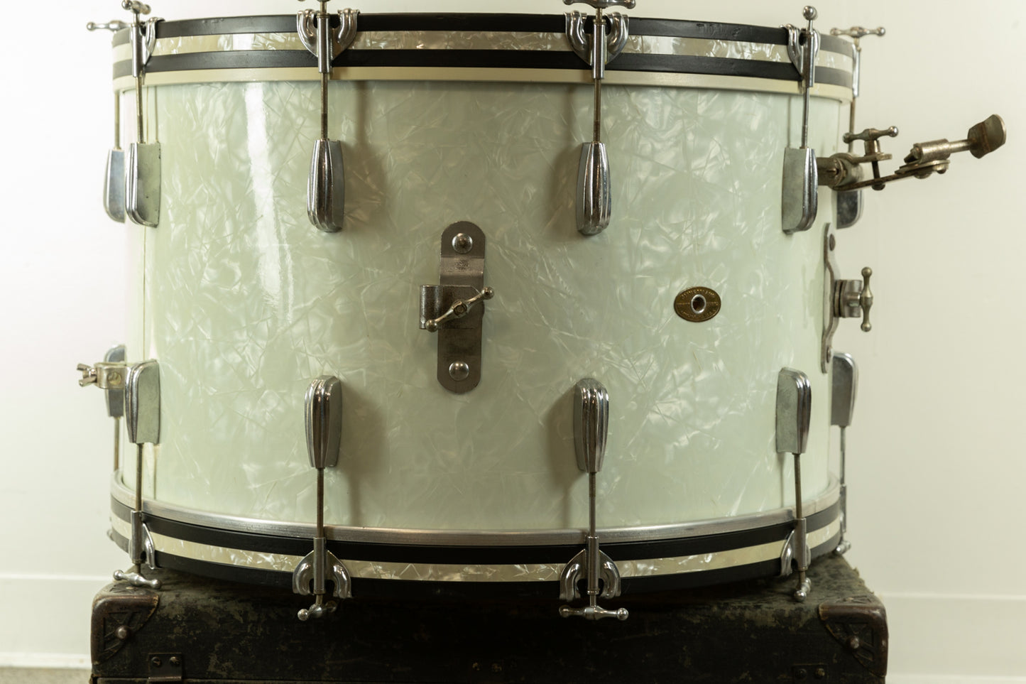 1950s Slingerland 14x24 Radio King White Marine Pearl Bass Drum